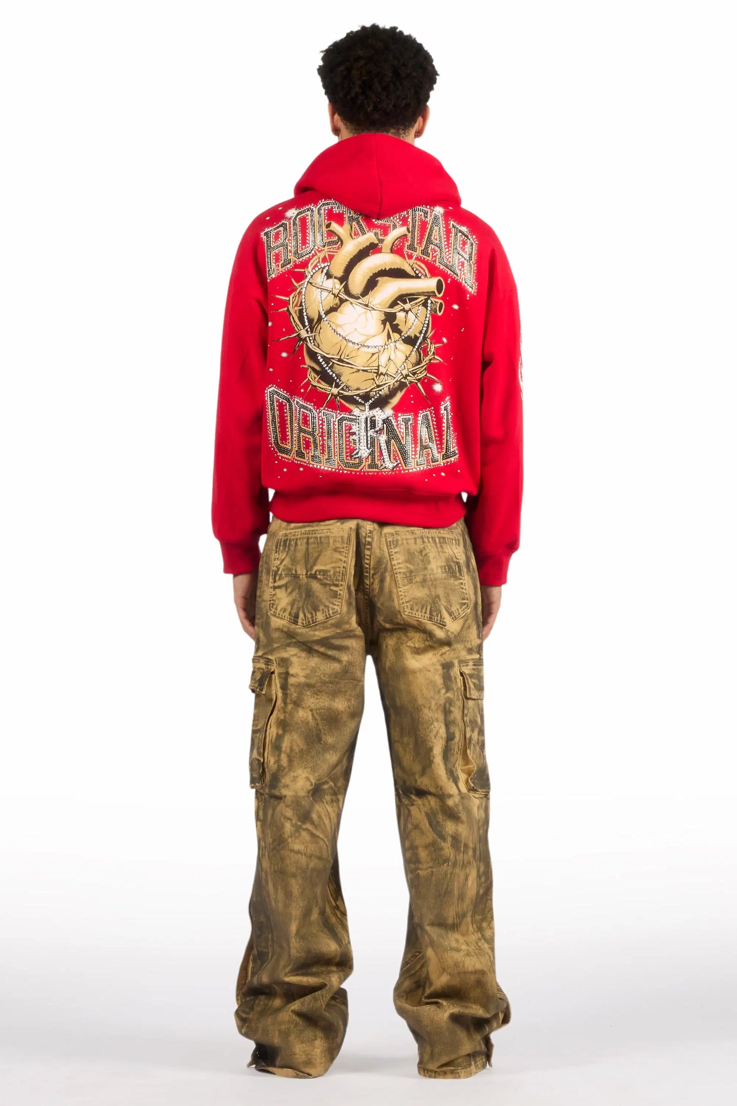 Kuiper Beige Oil Wash Baggy Cargo Flare Jean