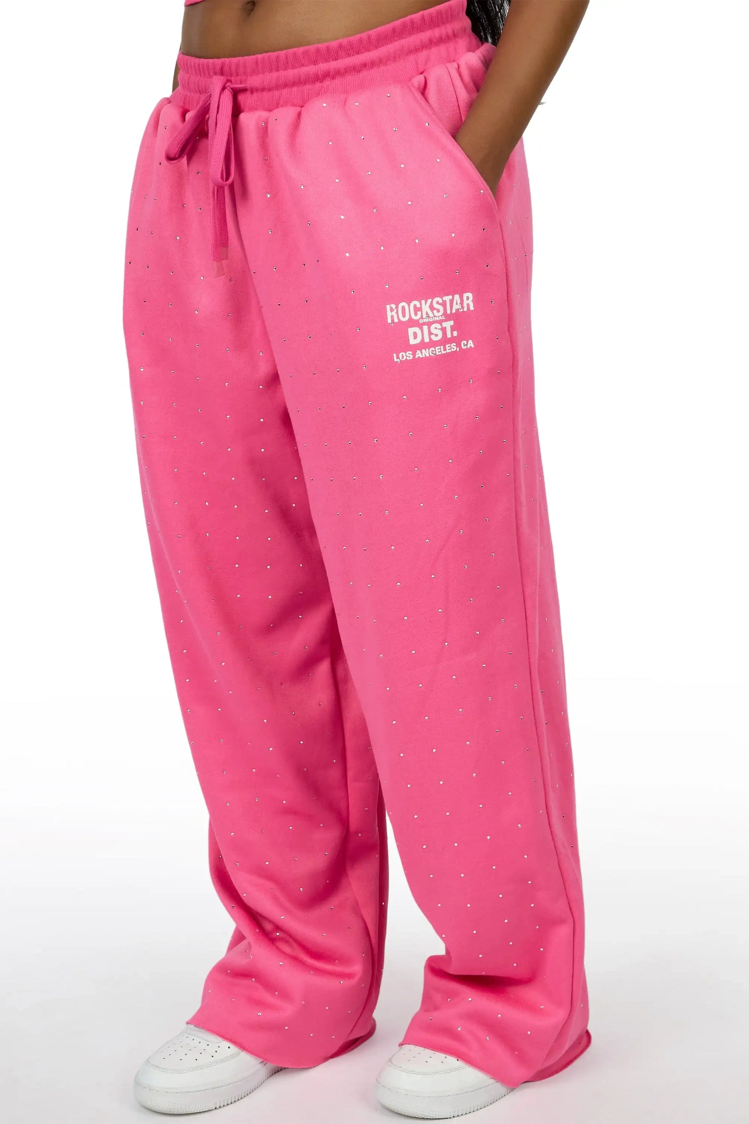 Kelecia Pink Rhinestone Tank Baggy Track Set