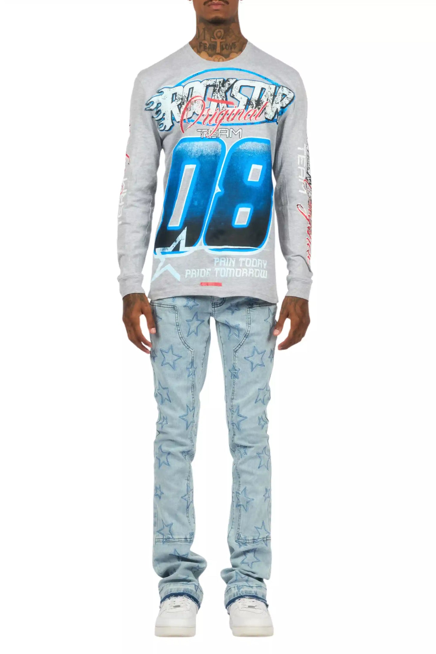 Starship Light Blue Stacked Flare Jean