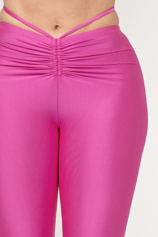 Deavena Fuchsia Faux Leather Flare Pant