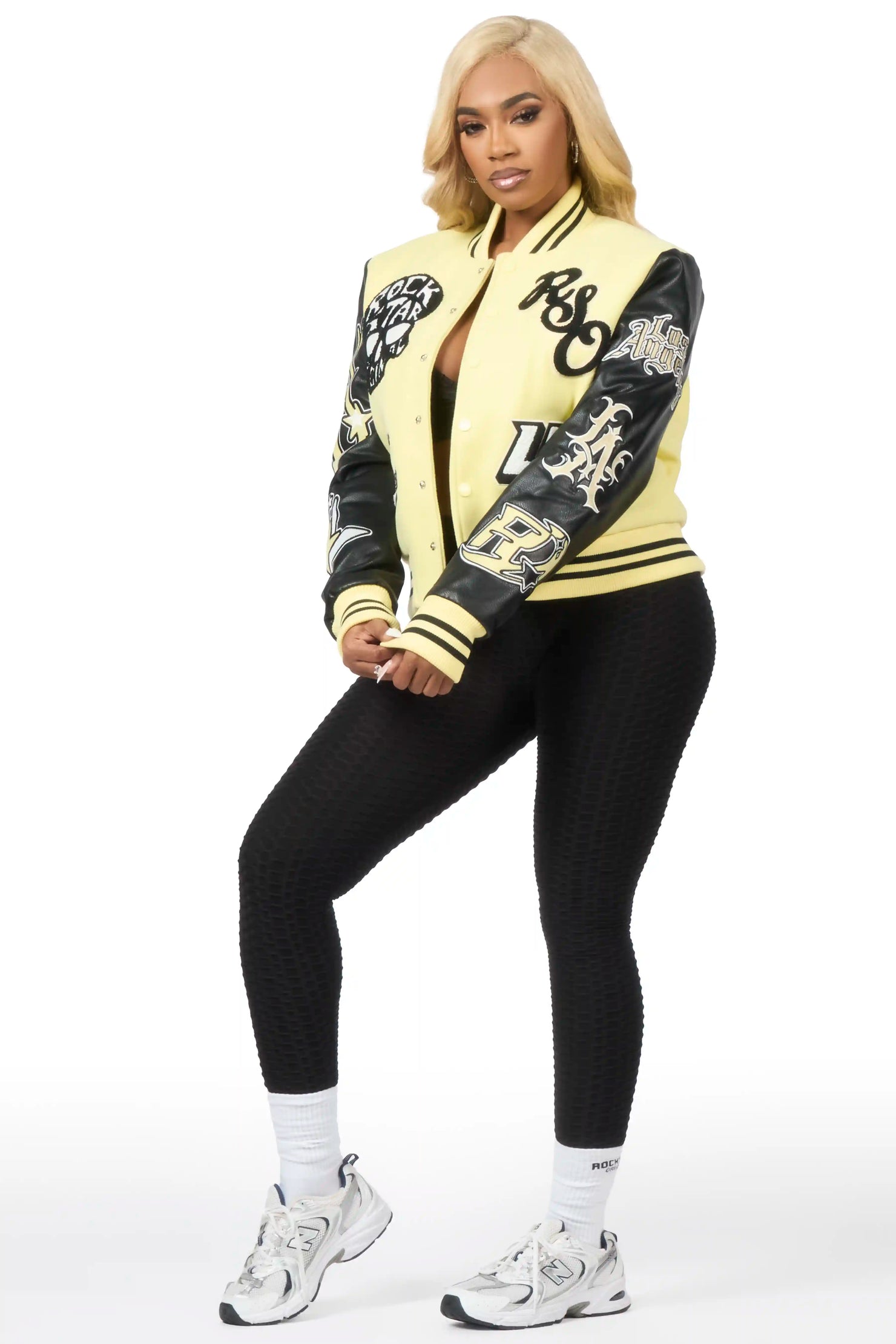 Jermika Black/Yellow Oversized Varsity Jacket