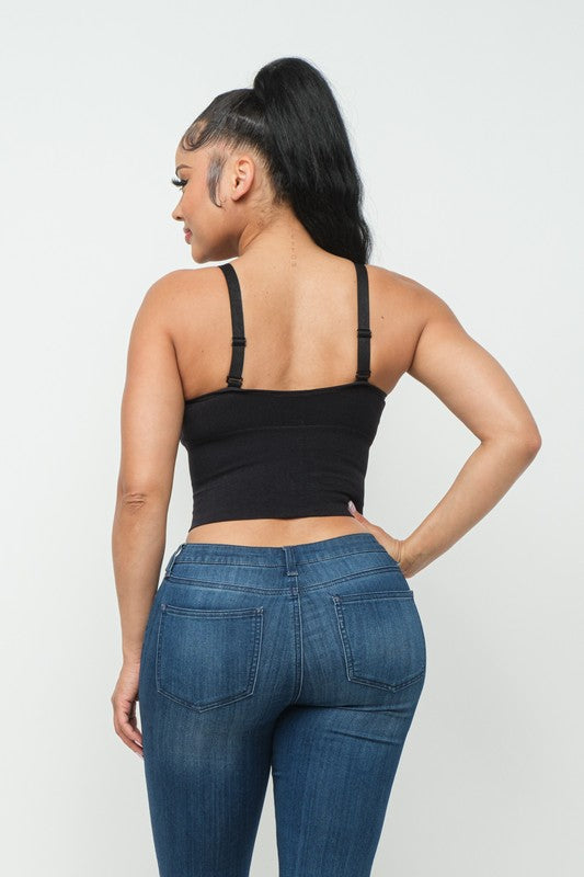 Gizelle Black Rhinestone Tank Top