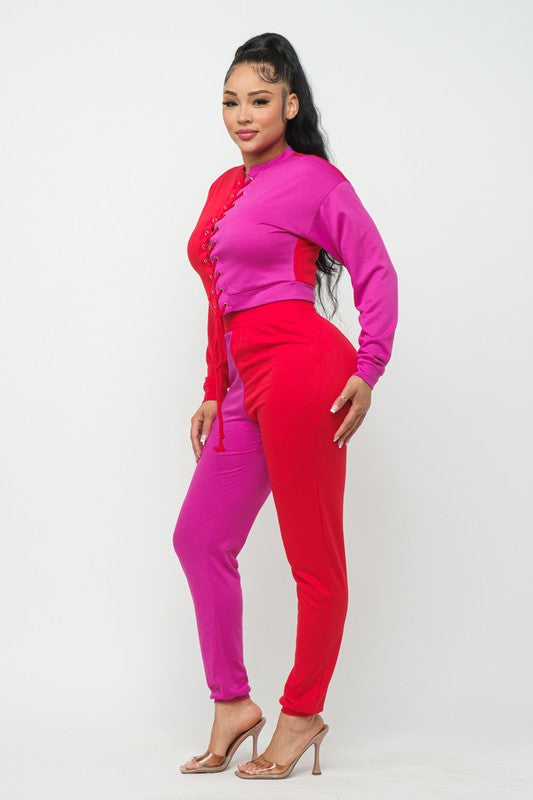 Aretha Red/Pink Lounge Track Set