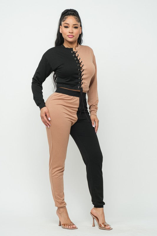 Aretha Black/Mocha Lounge Track Set