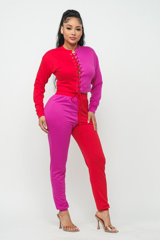 Aretha Red/Pink Lounge Track Set