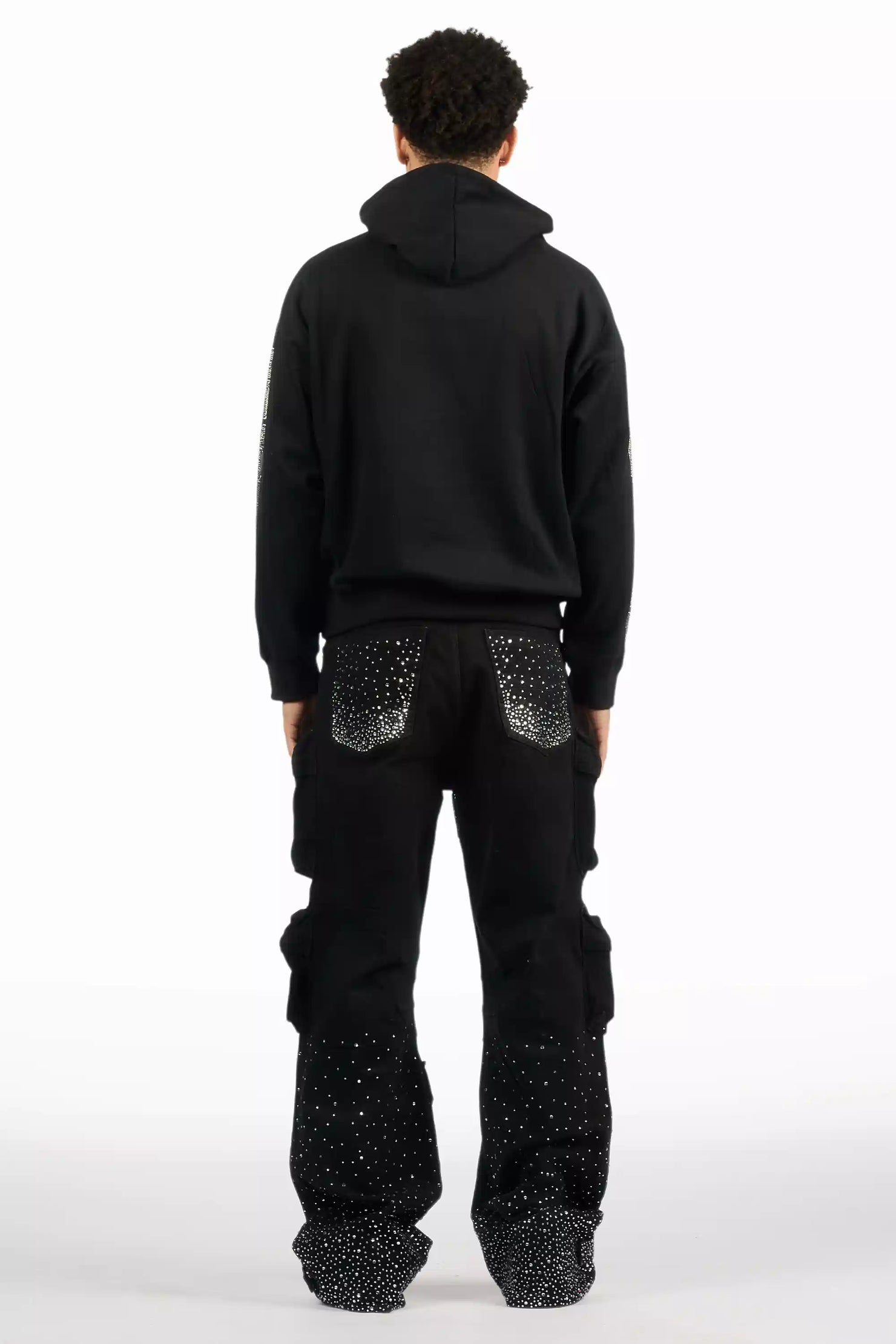 Keoni Black Rhinestone Baggy Jeans