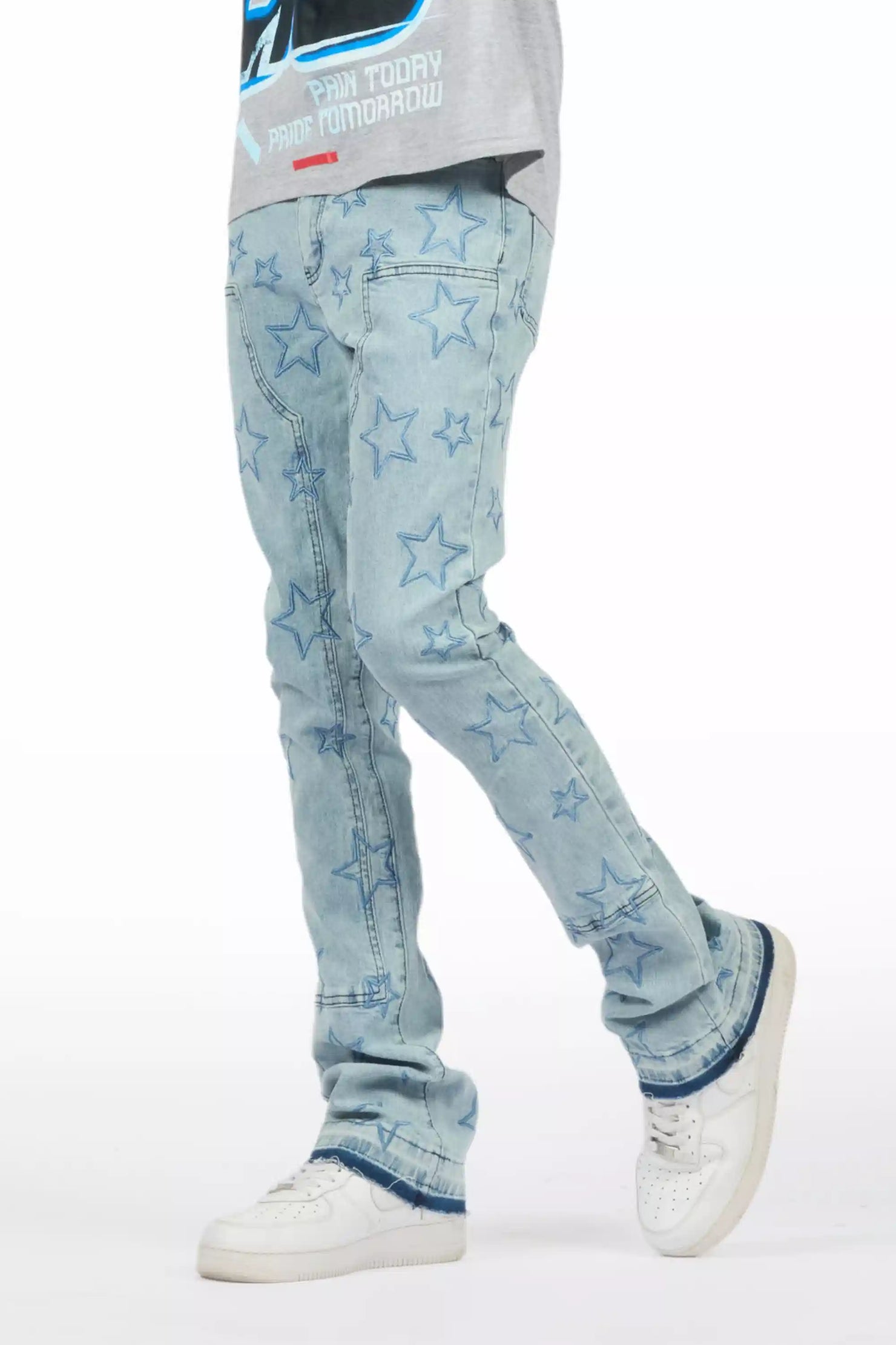 Starship Light Blue Stacked Flare Jean