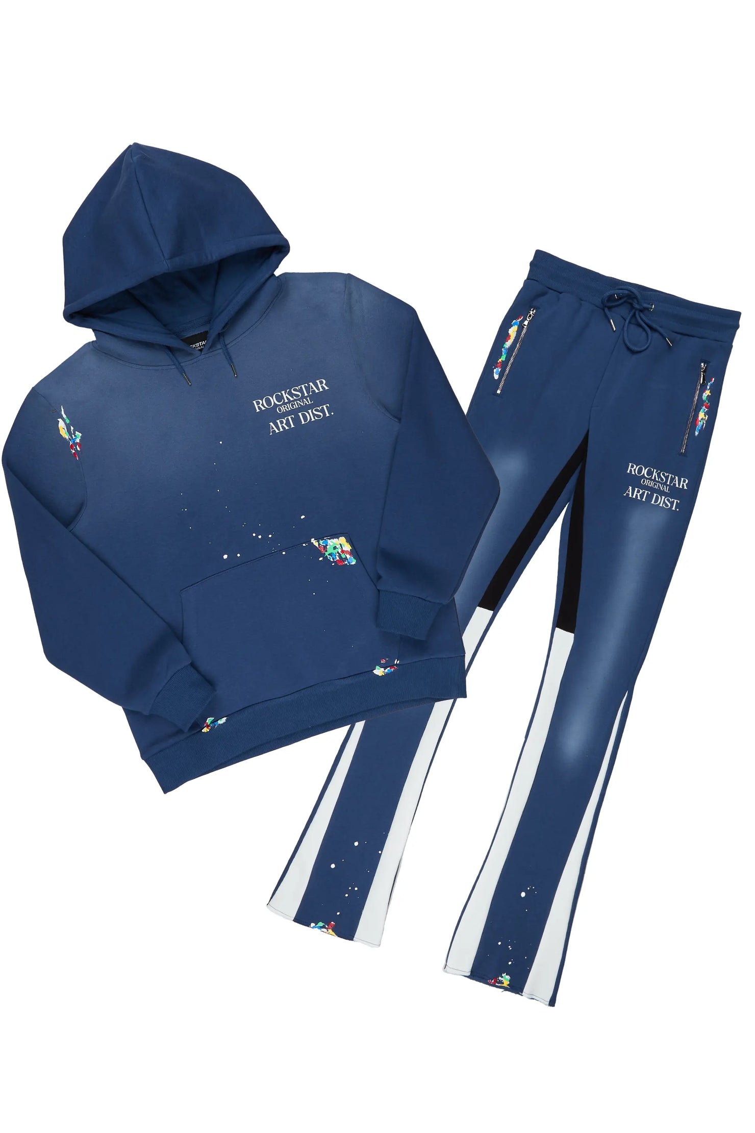Rockstar Art Dist. Navy Hoodie/Stacked Flare Set