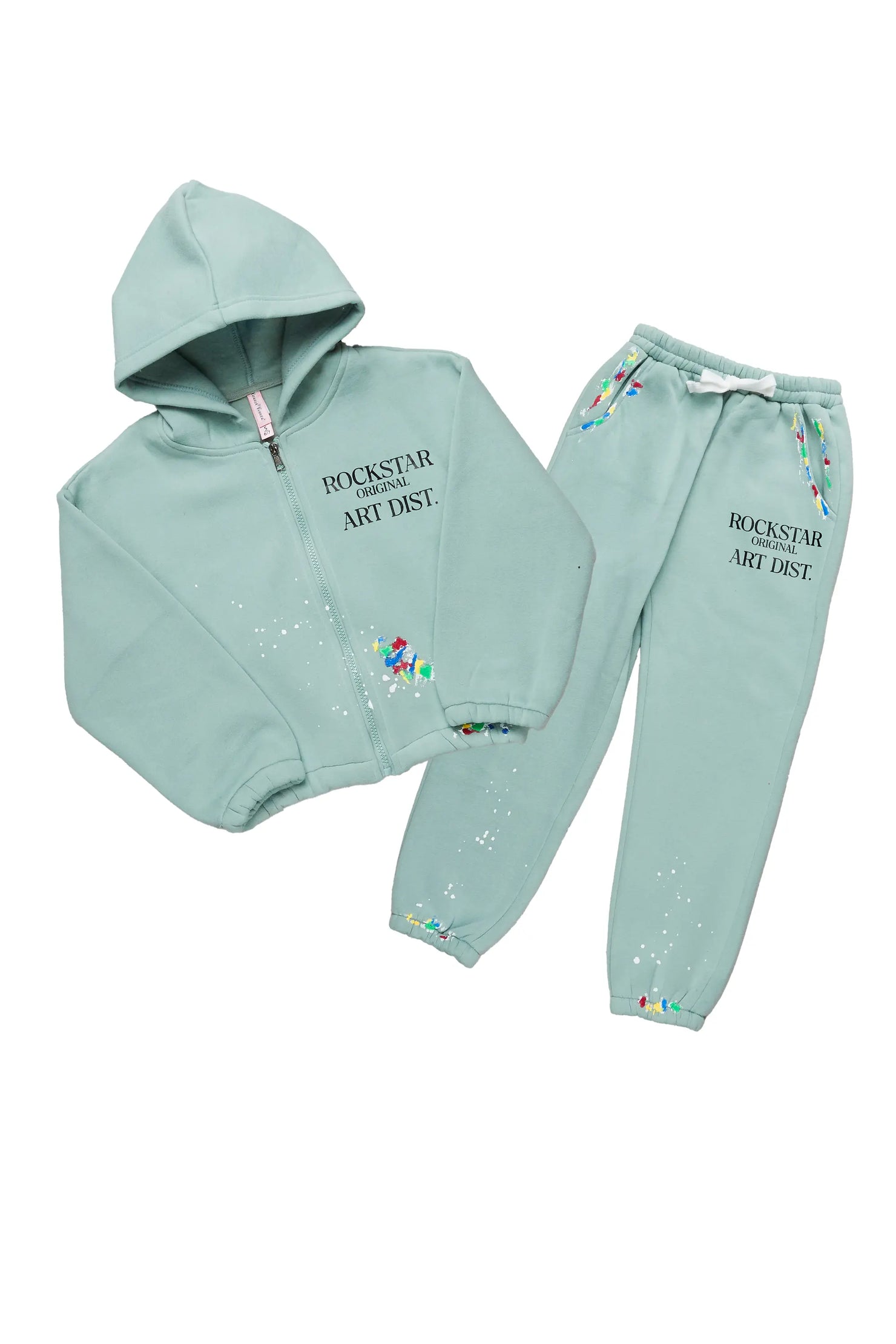 Girls Nevaeh Sage Zip Up Hoodie Pant Set