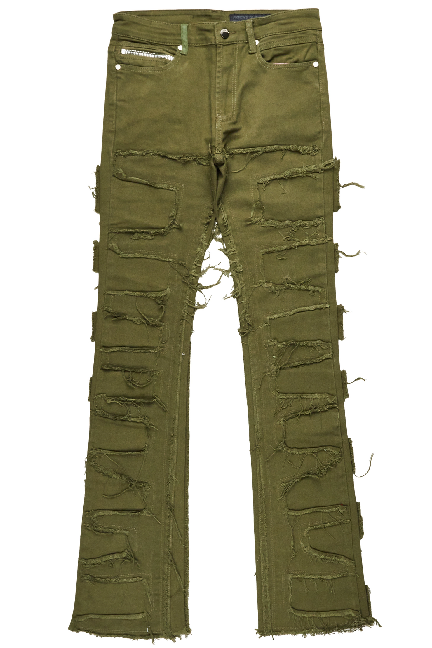 Shake Green Stacked Flare Jean
