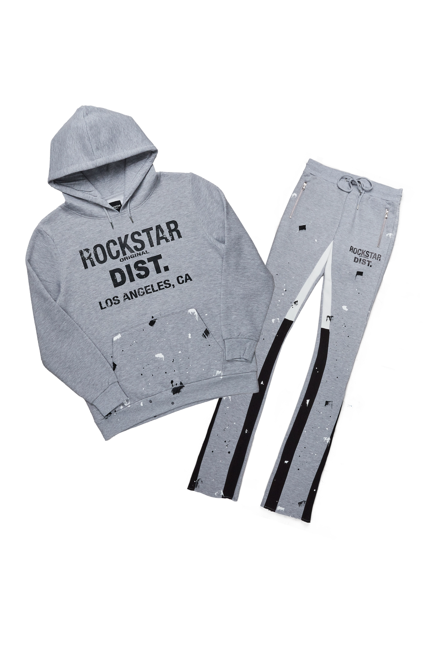 Scottie Grey/Black Hoodie Super Stacked Flare Track Set