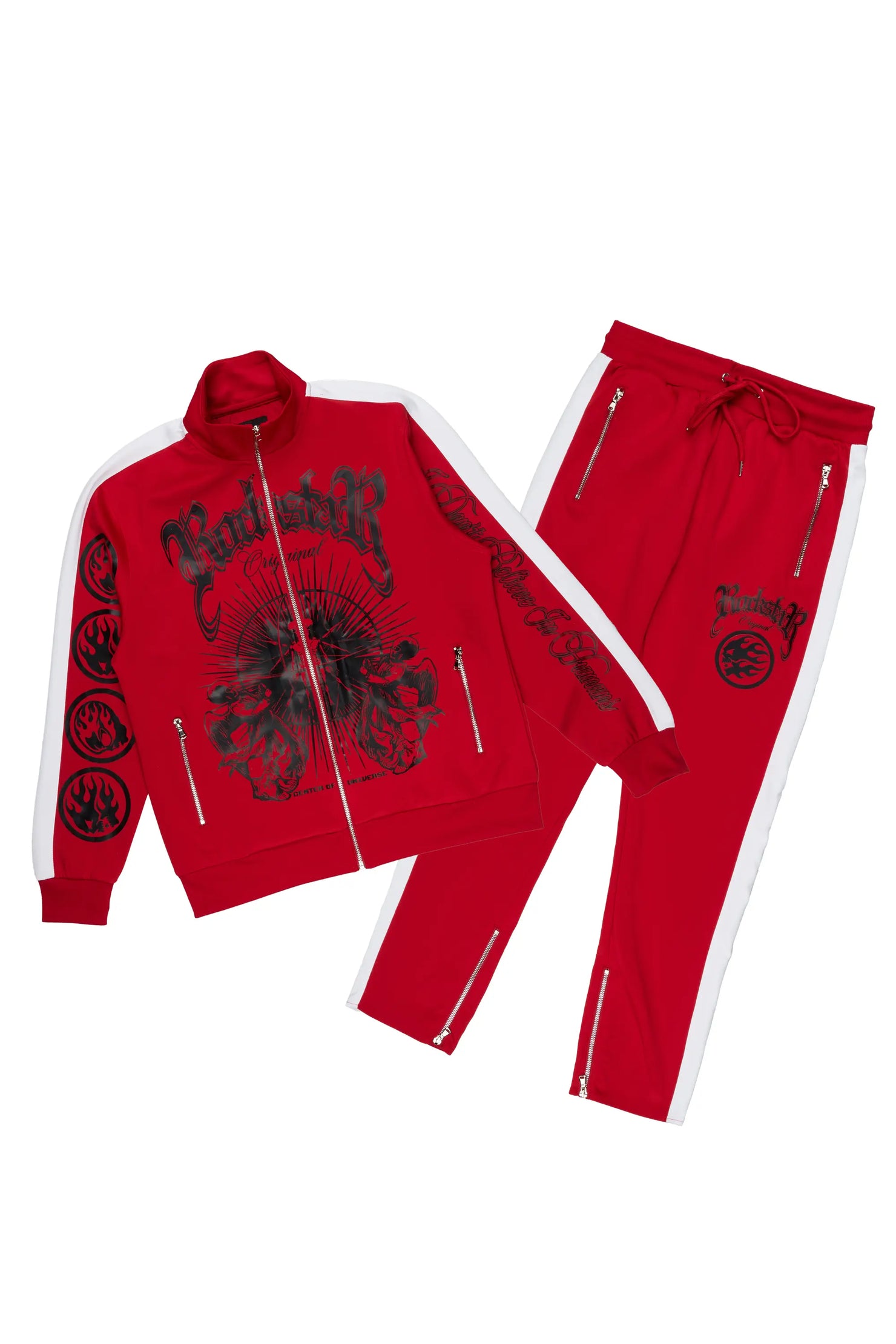 Yarden Red Tricot Slim Fit Track Set