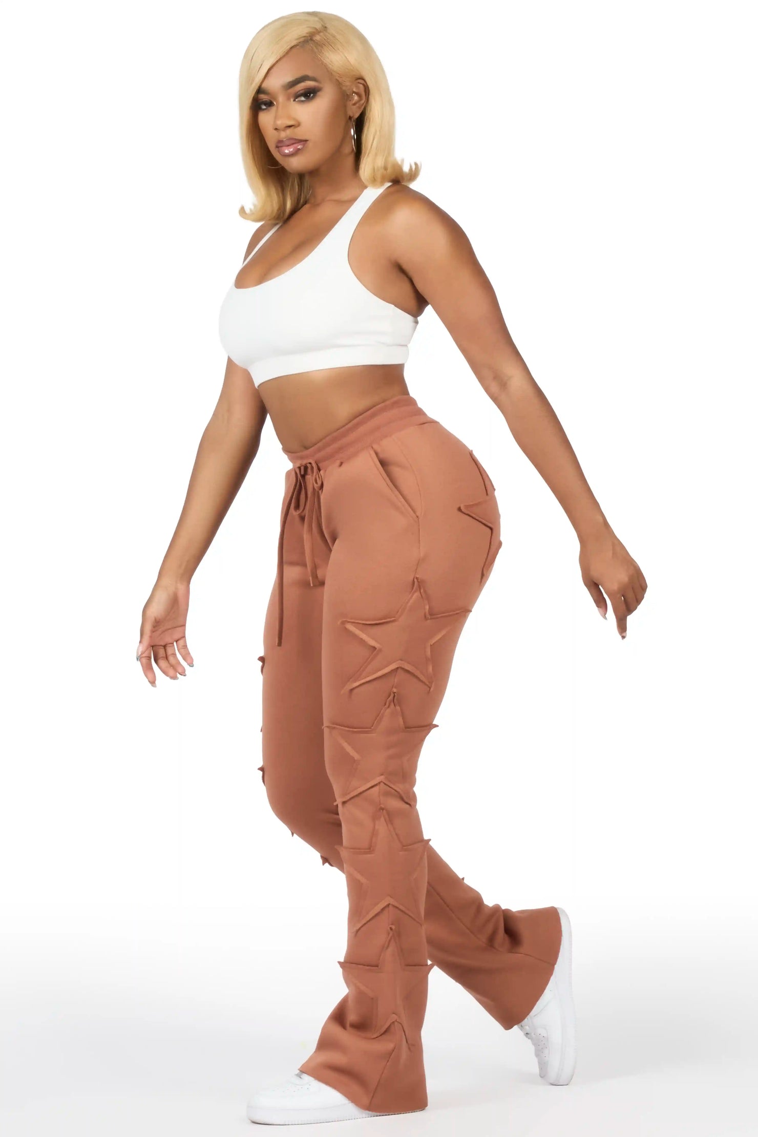Sinayah Mocha Stacked Track Pant