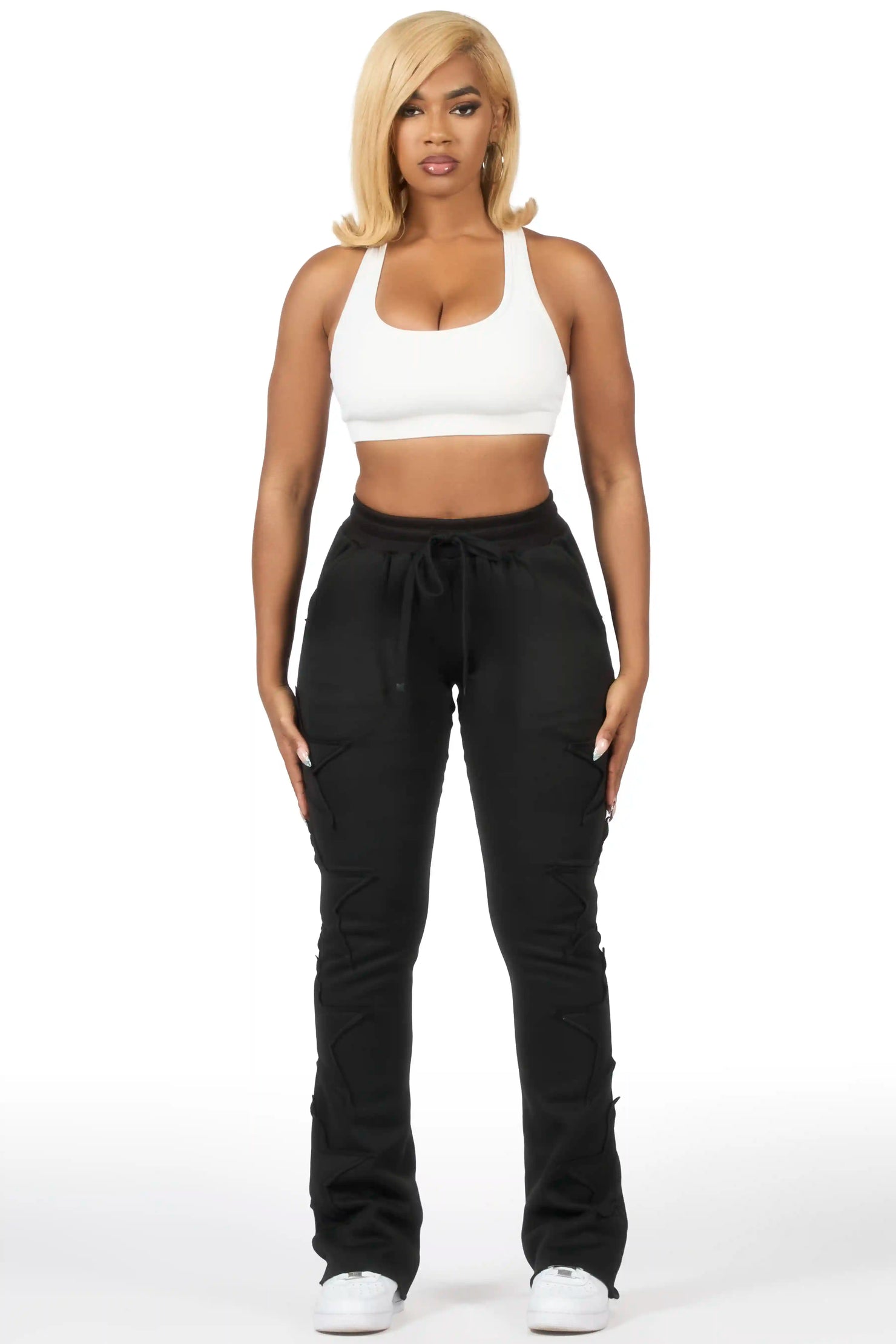 Sinayah Black Stacked Track Pant