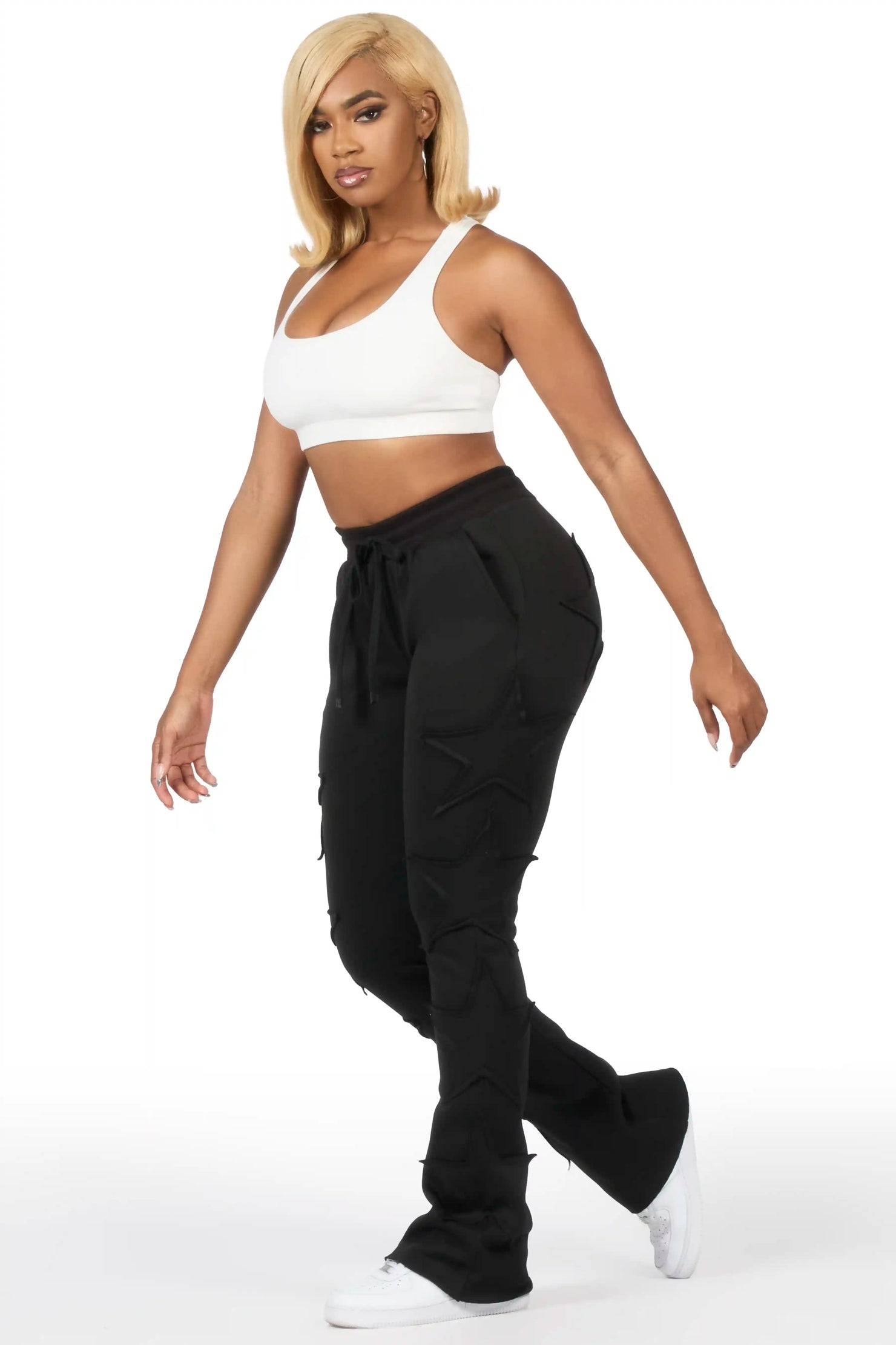 Sinayah Black Stacked Track Pant