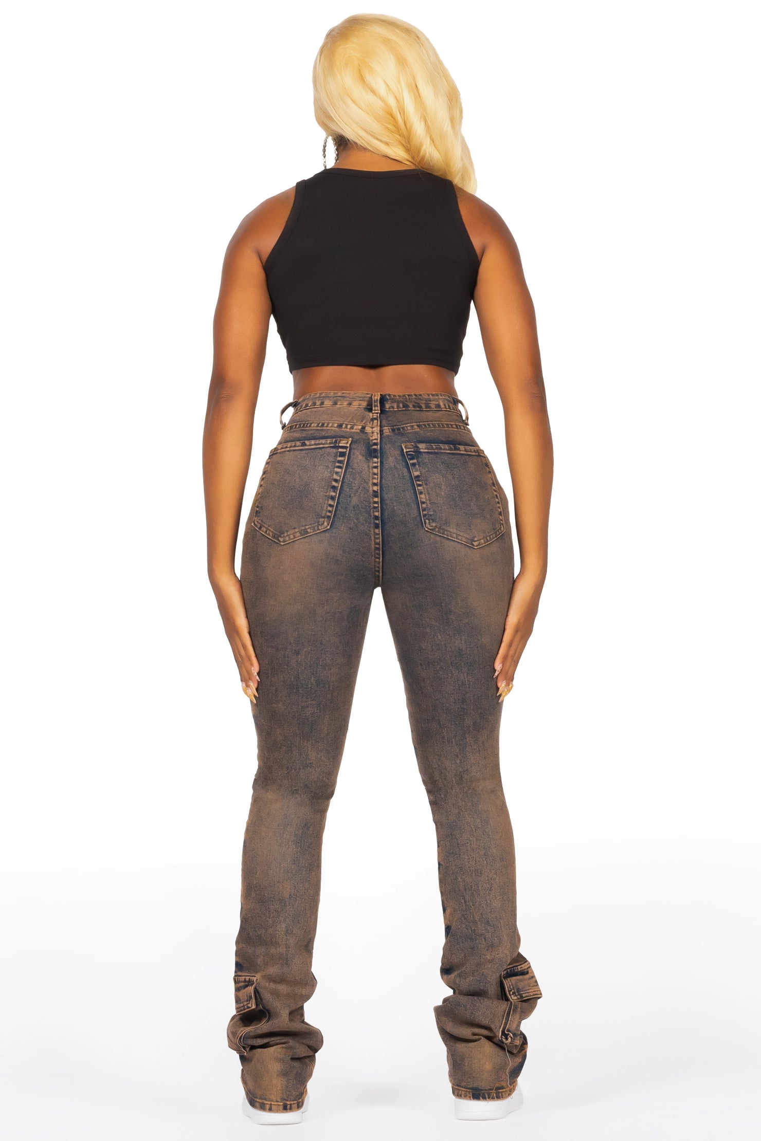 Angella Copper Cargo Super Stacked Jean