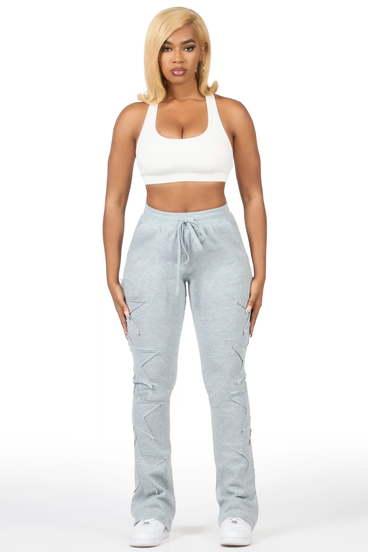 Sinayah Heather Grey Stacked Track Pant