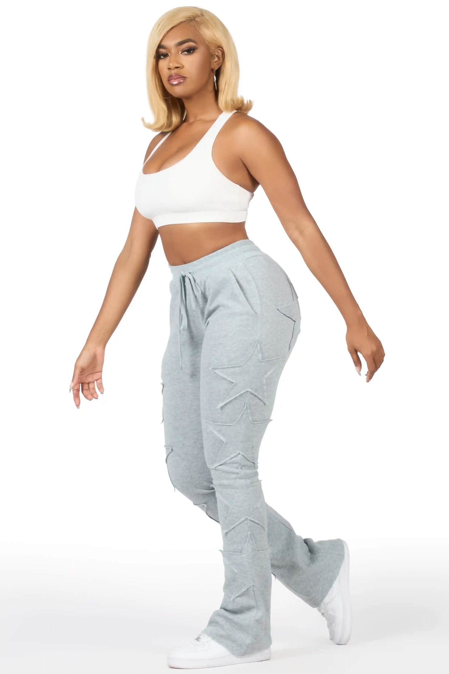 Sinayah Heather Grey Stacked Track Pant