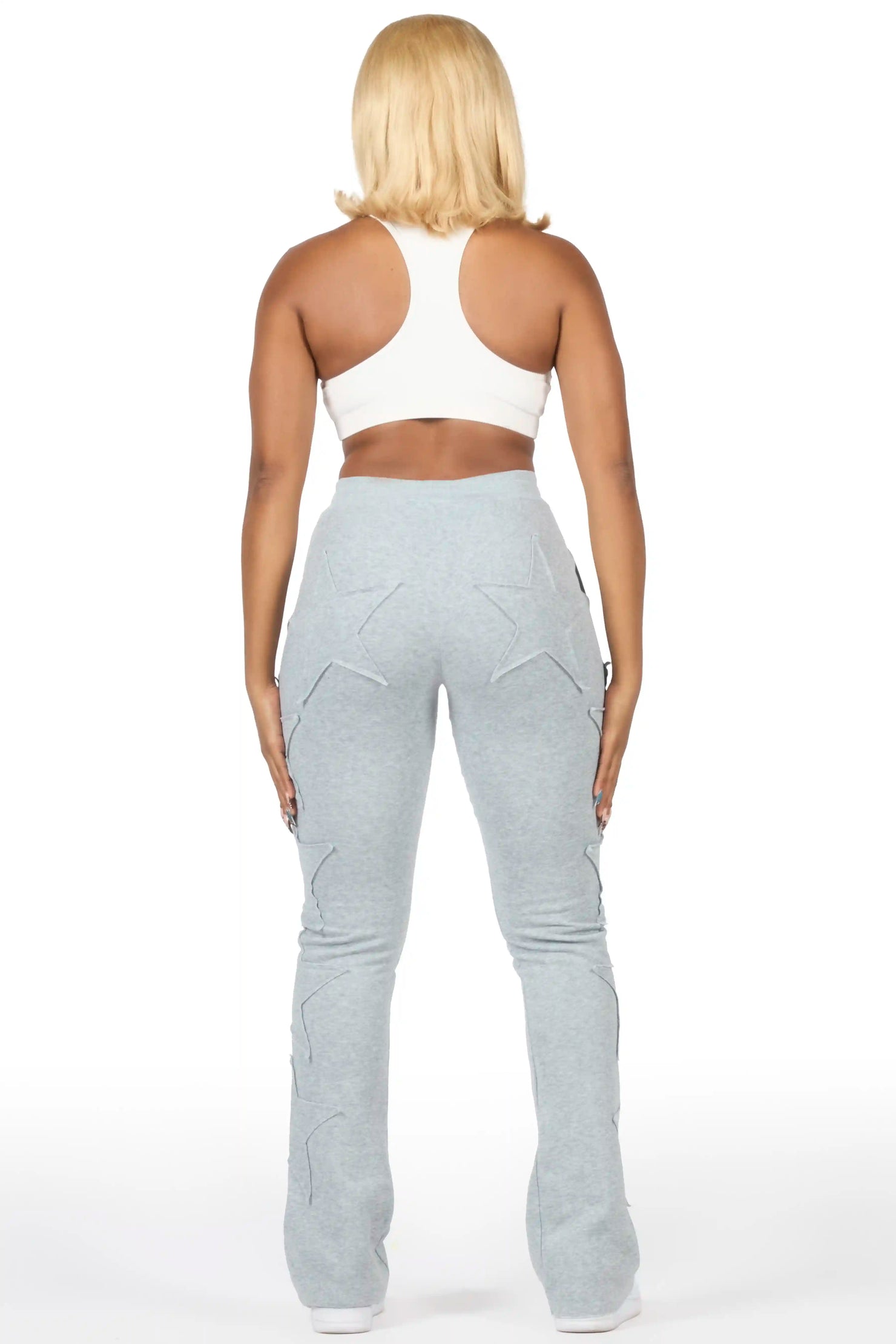 Sinayah Heather Grey Stacked Track Pant