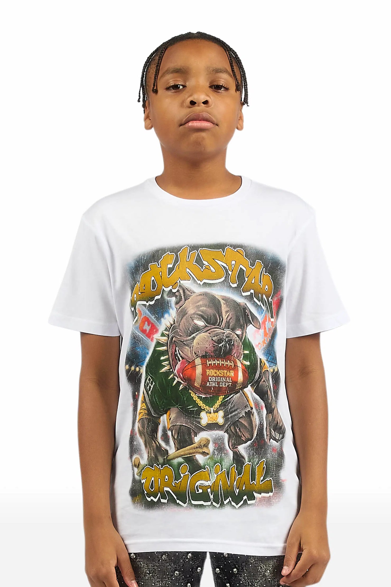 Boys Bragix White Graphic T-Shirt