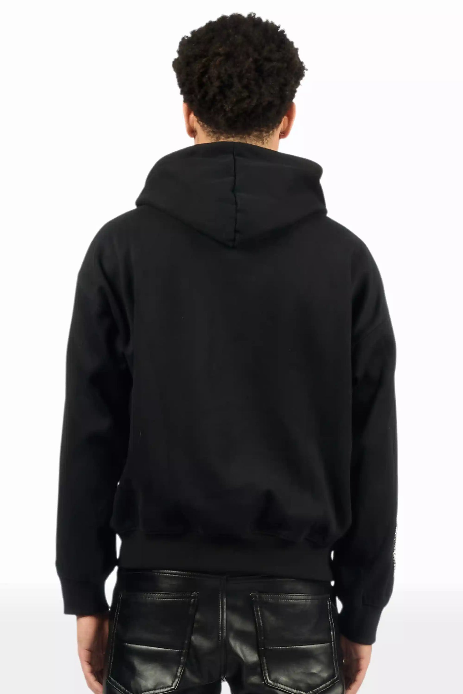 Amos Black Rhinestone Oversized Hoodie