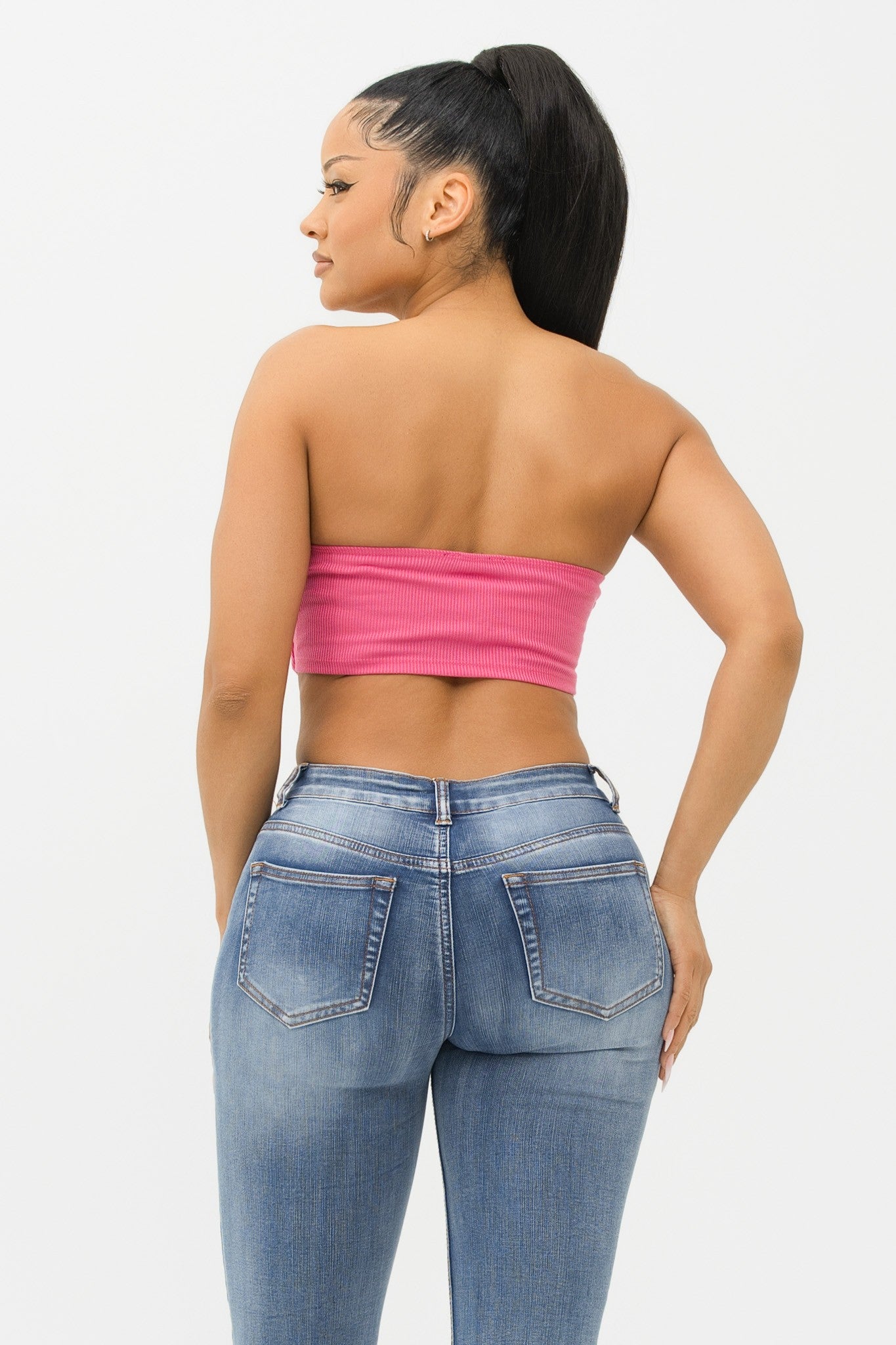 Skyy Pink Rhinestone Fringe Corset Top