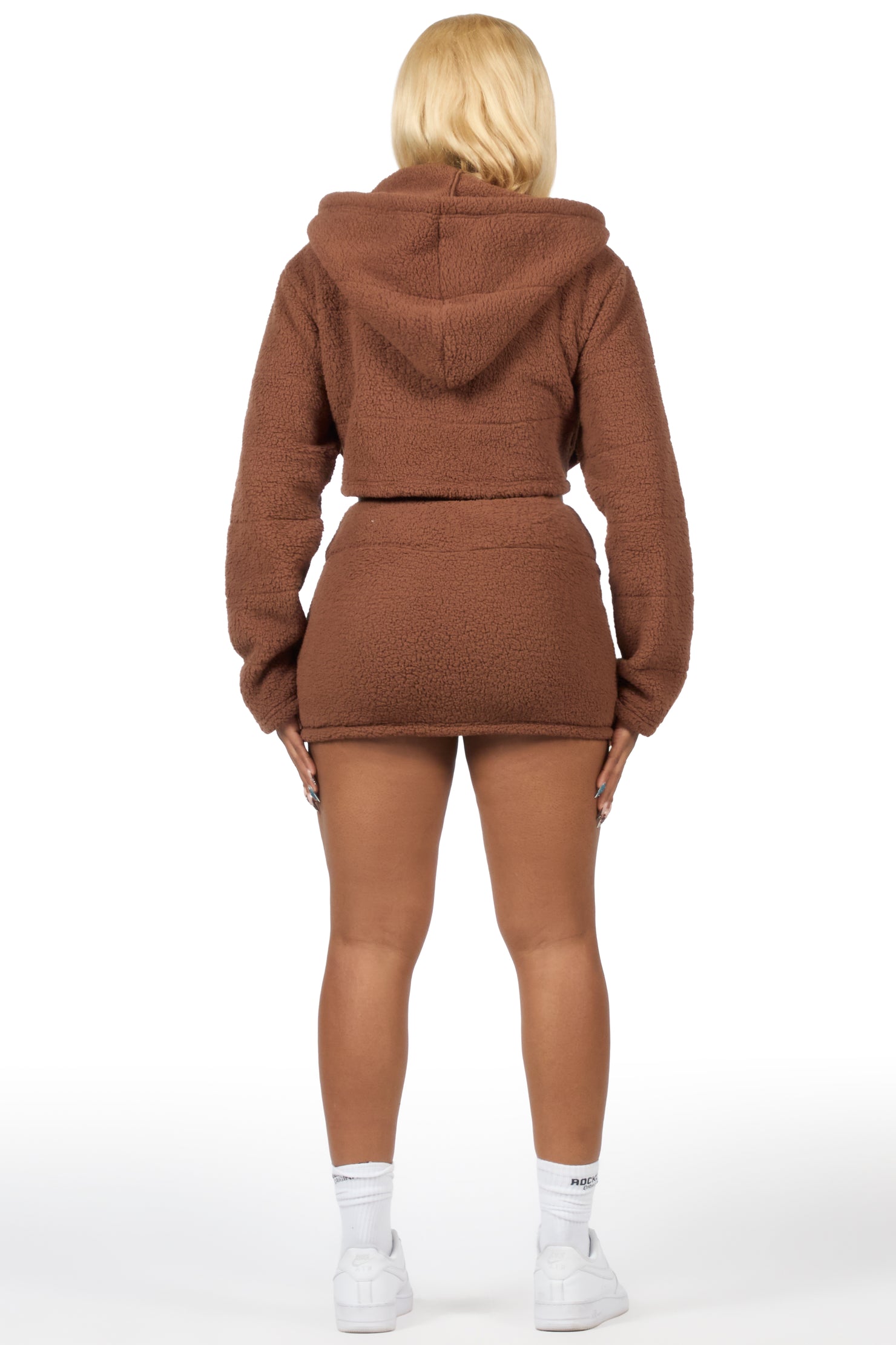 Kimani Mocha Sherpa Mini Skirt