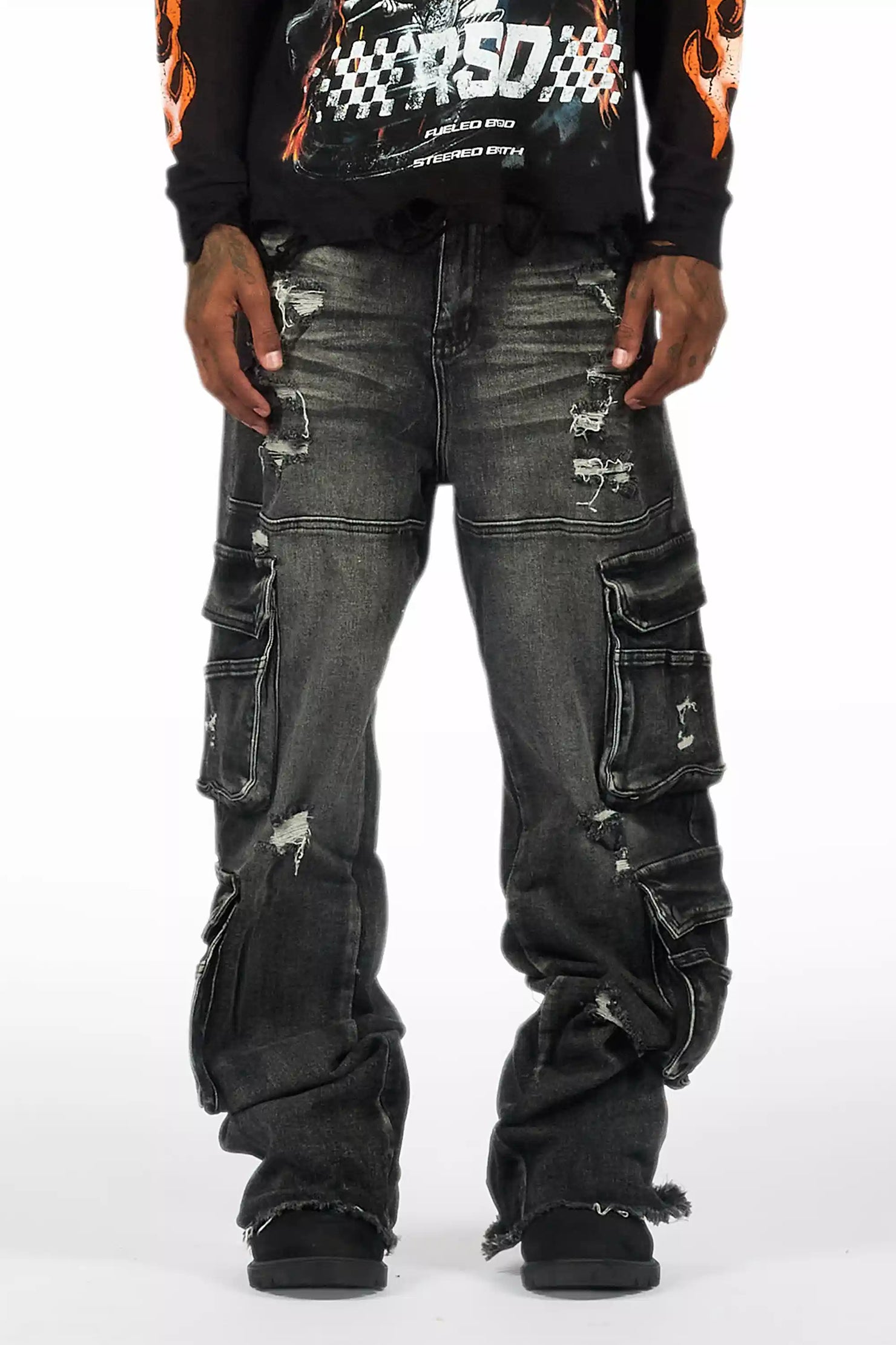 Keylor Black Wash Baggy Fit Jean