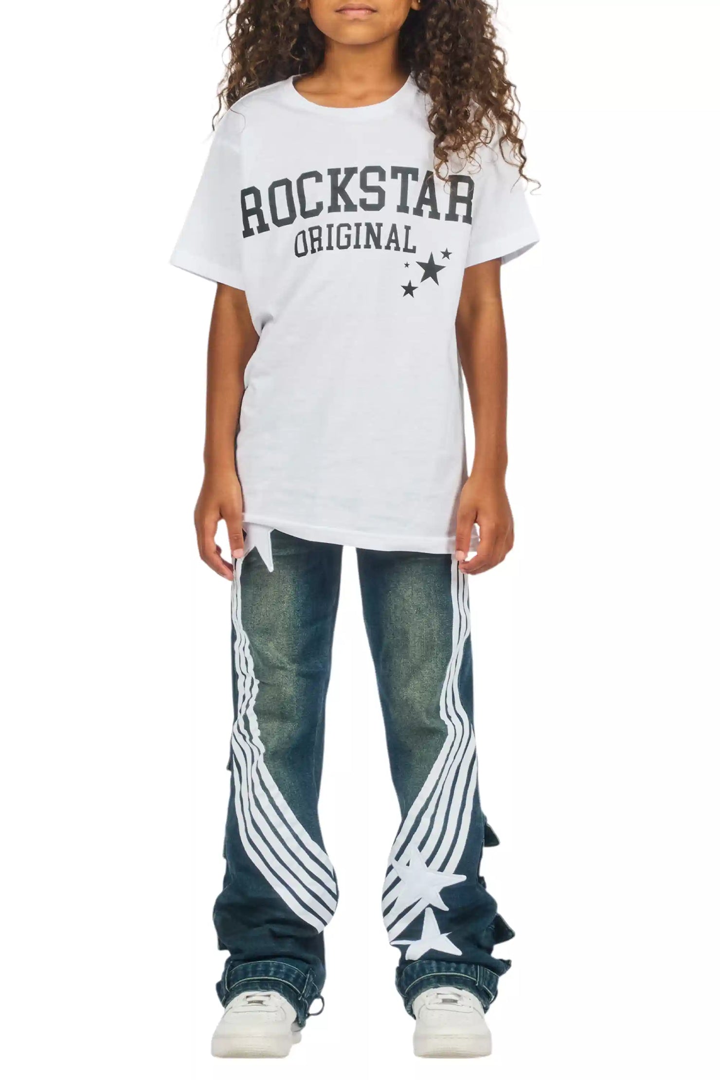 Girls Jaziya Dark Wash Stacked Jean