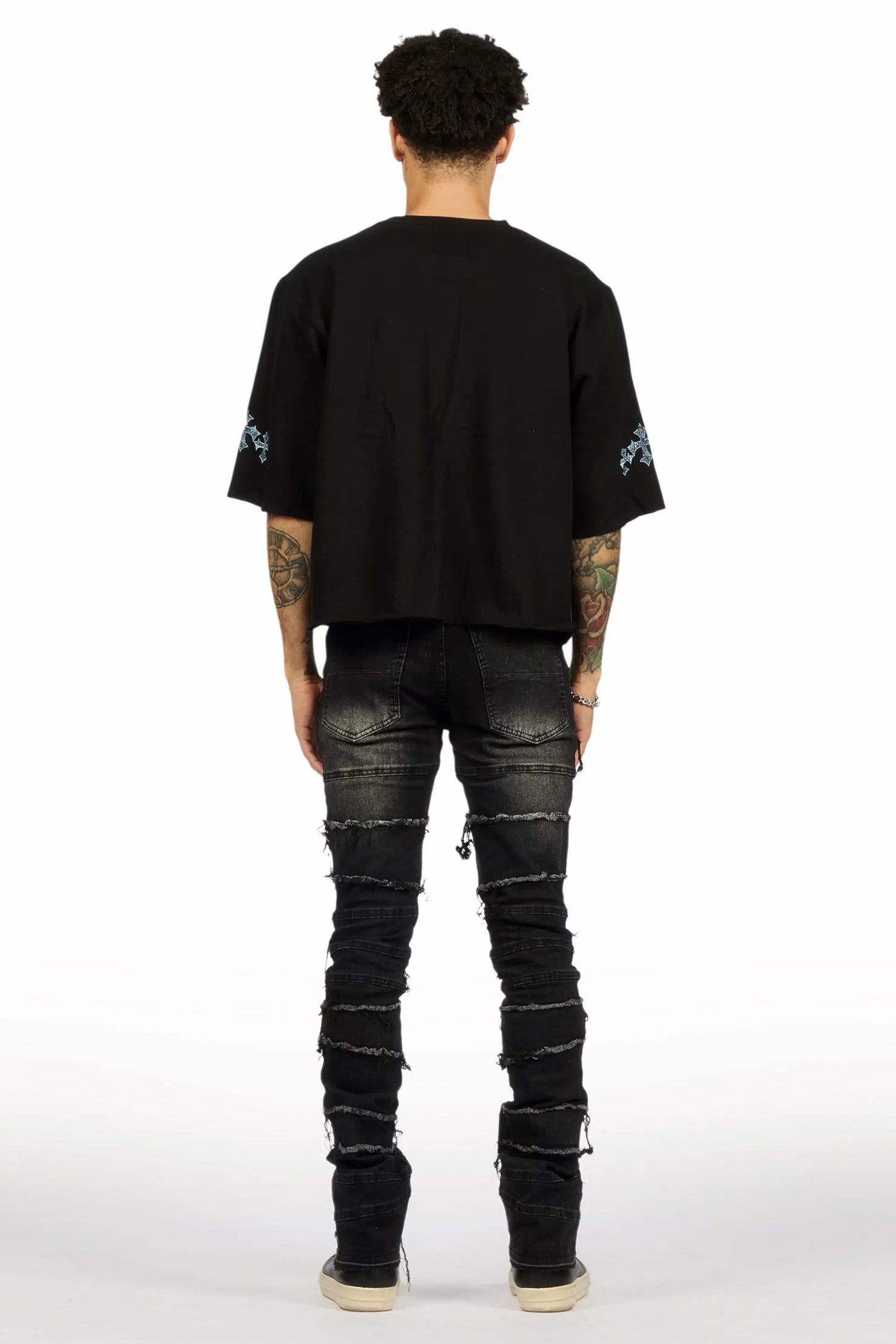 Franko Dark Grey Stacked Flare Jean