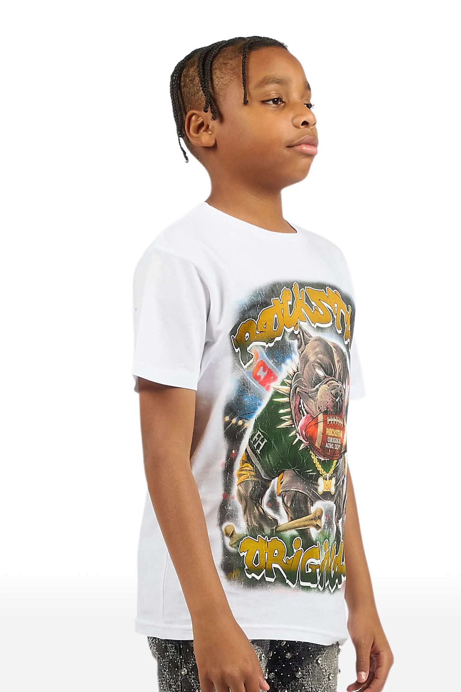 Boys Bragix White Graphic T-Shirt