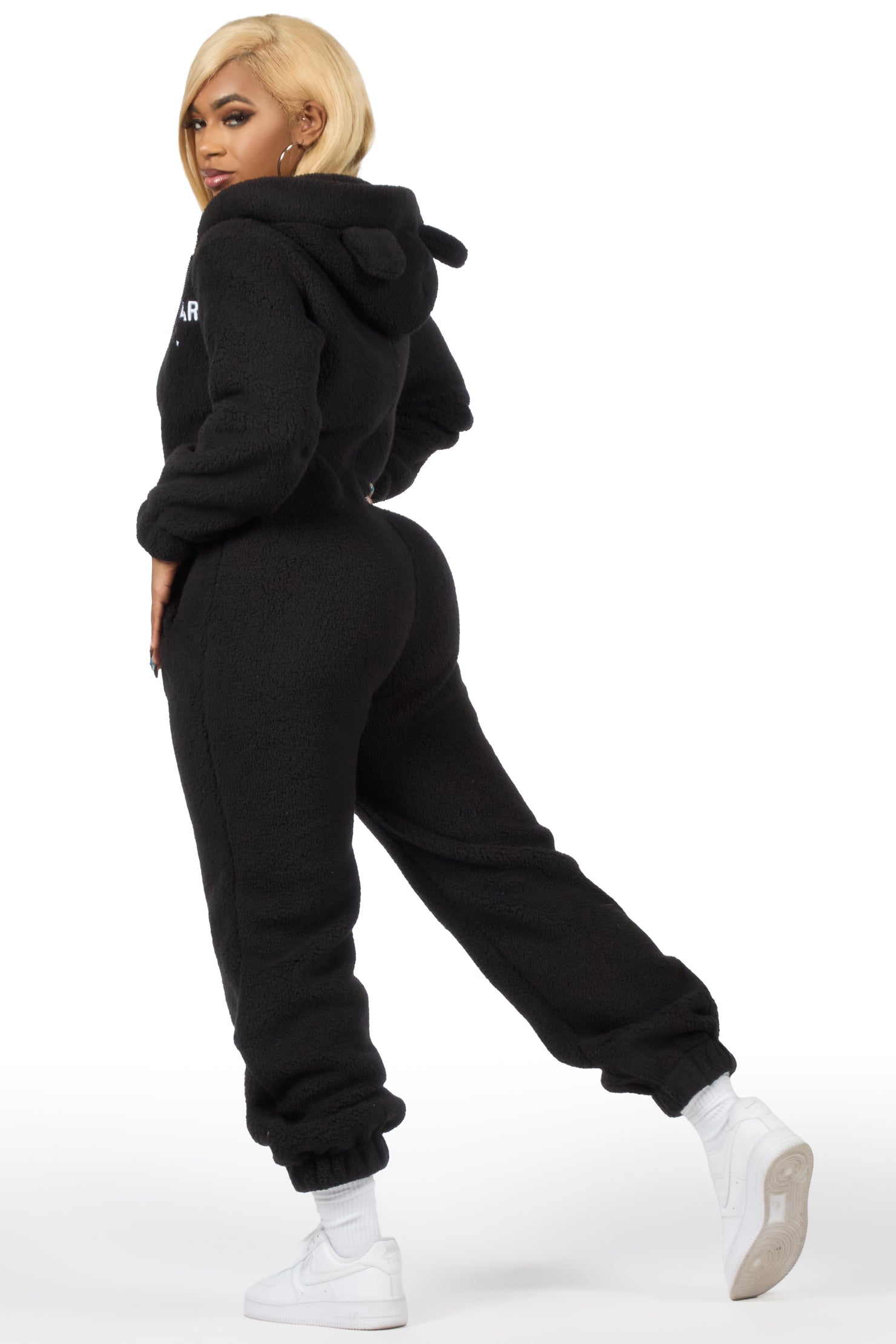 Kimani Black Sherpa Jumpsuit