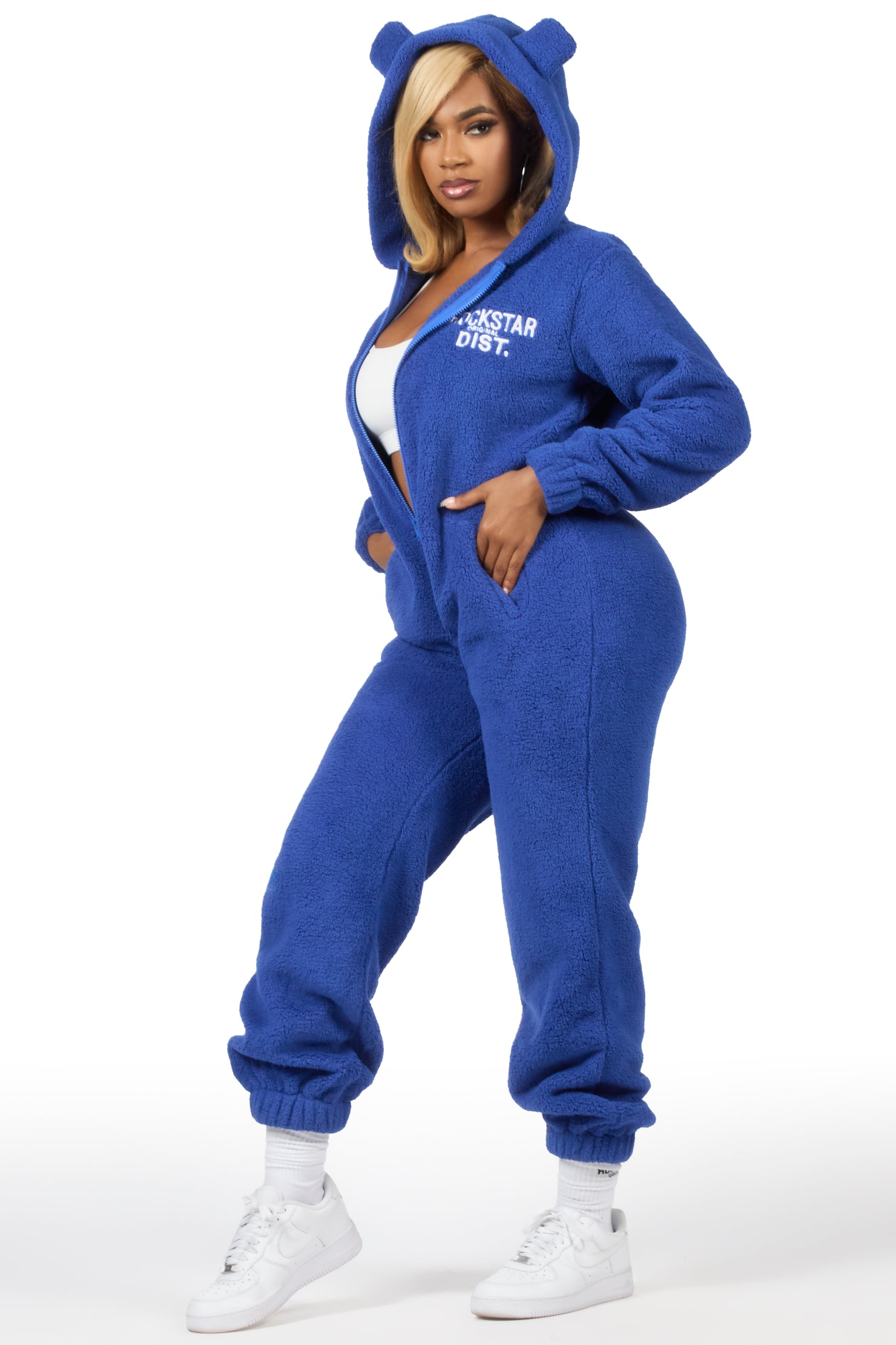 Kimani Royal Blue Sherpa Jumpsuit