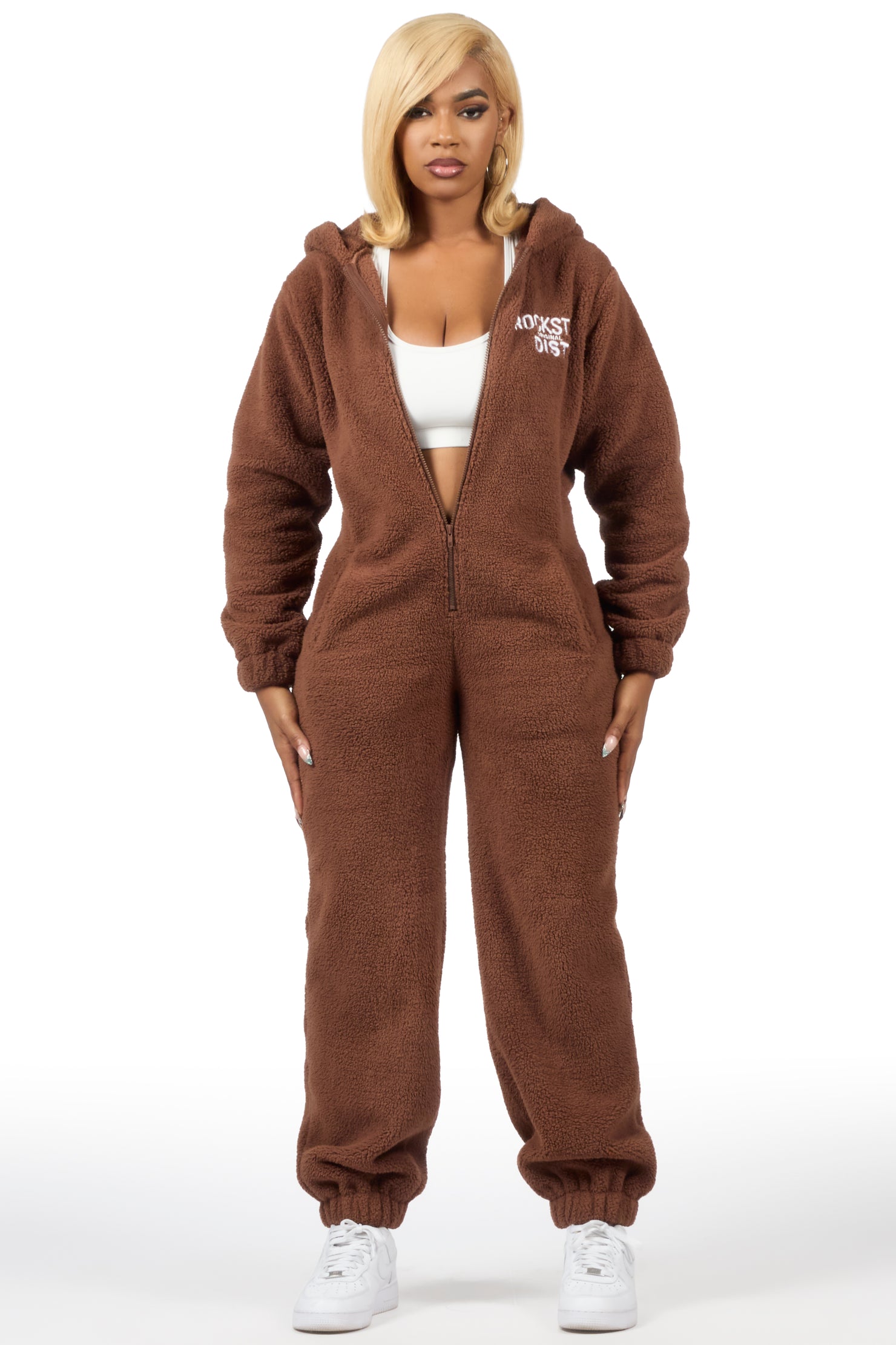 Kimani Mocha Sherpa Jumpsuit