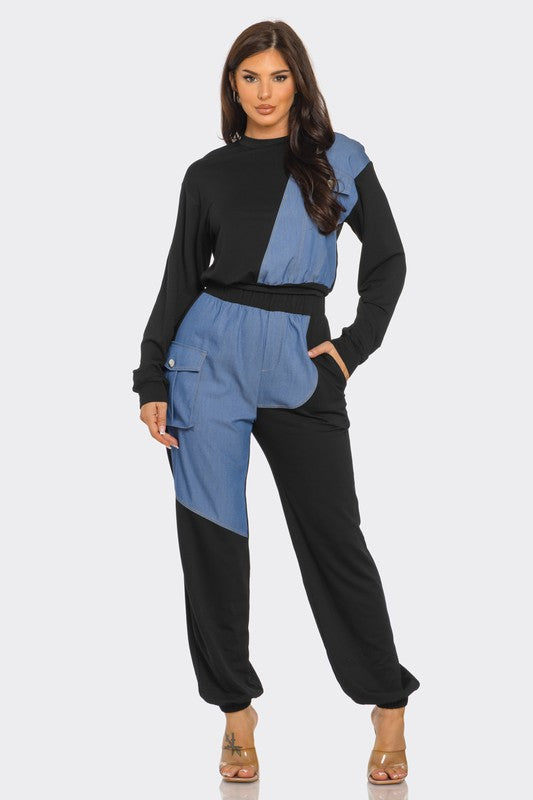 Shandi Black/Denim Lounge Track Set