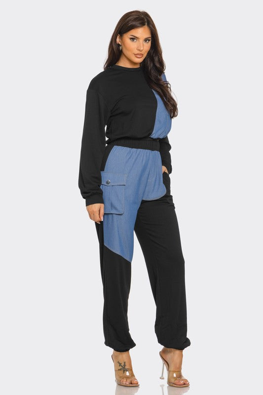 Shandi Black/Denim Lounge Track Set