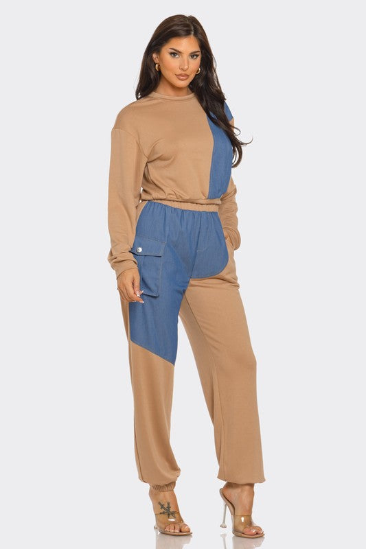 Shandi Mocha/Denim Lounge Track Set