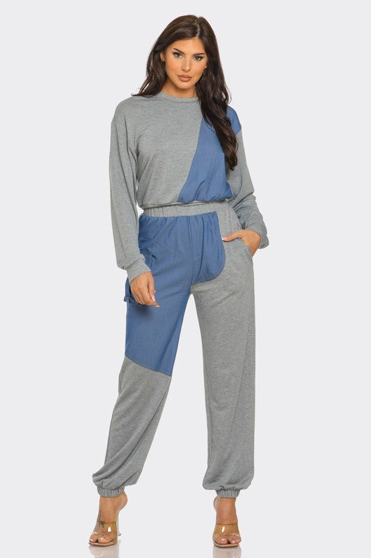 Shandi HeatherGrey/Denim Lounge Track Set