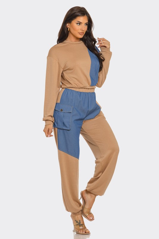 Shandi Mocha/Denim Lounge Track Set