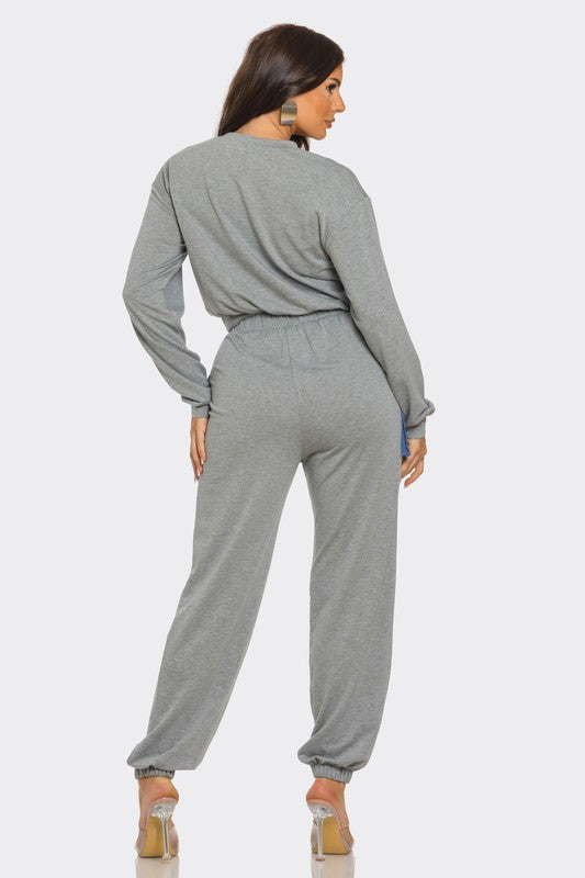 Shandi HeatherGrey/Denim Lounge Track Set