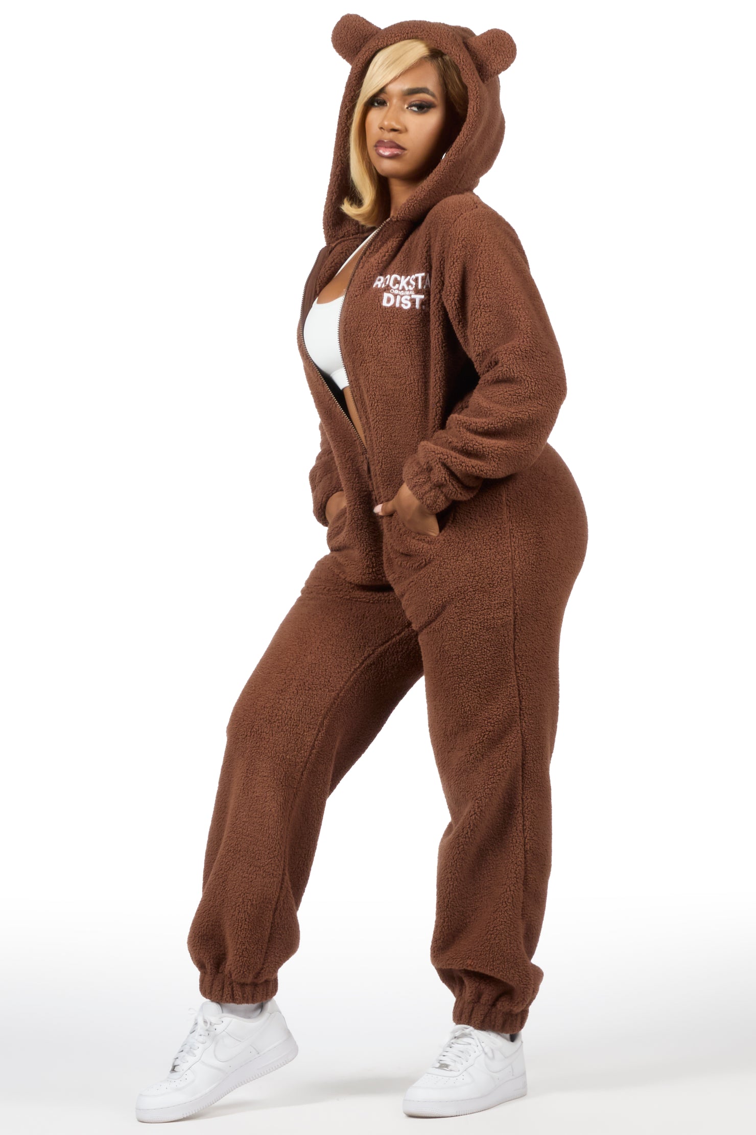 Kimani Mocha Sherpa Jumpsuit