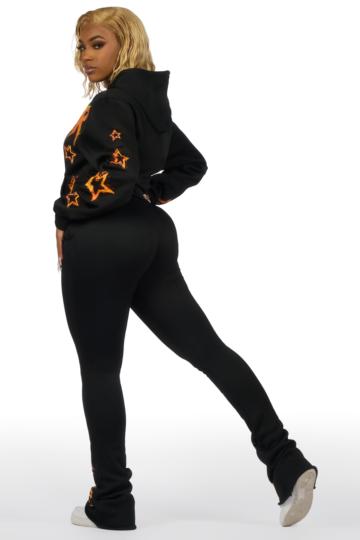 Shaletha Black Super Stacked Track Set