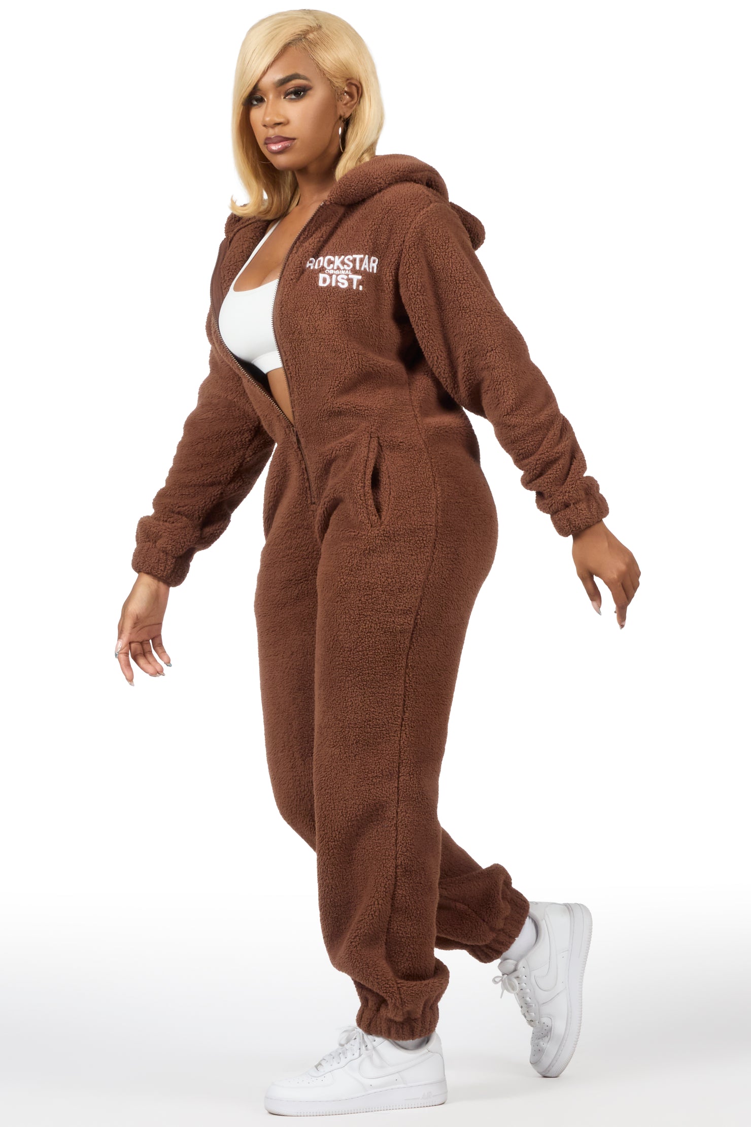Kimani Mocha Sherpa Jumpsuit