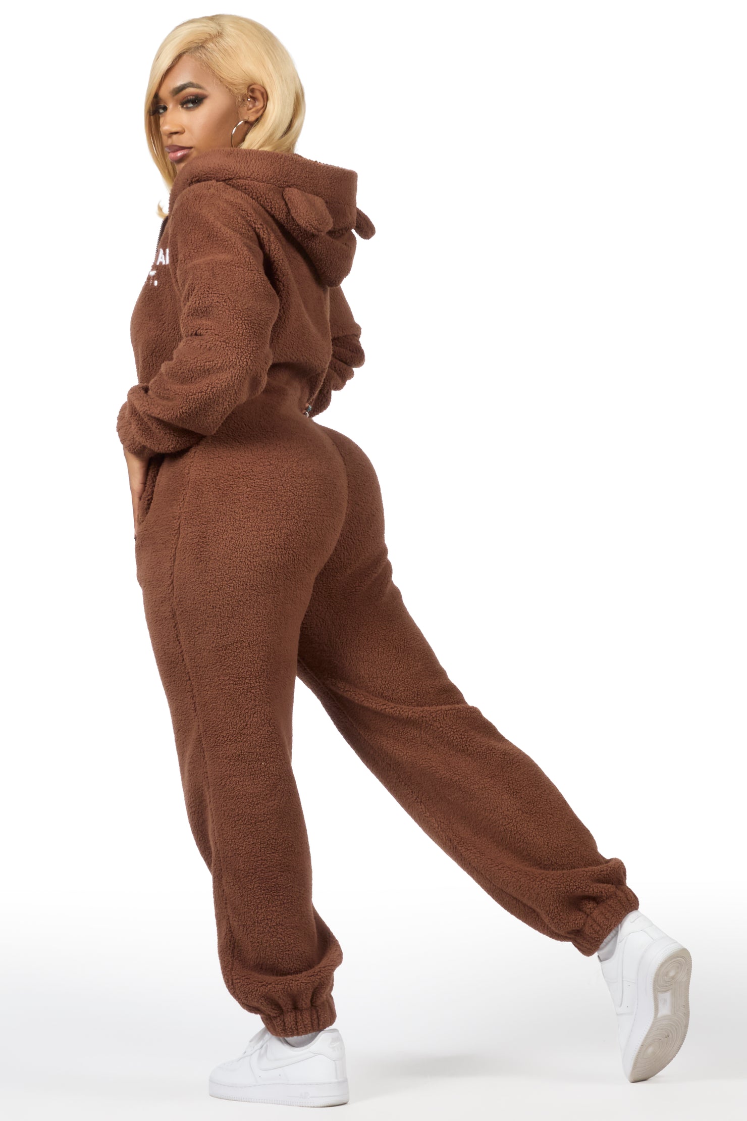 Kimani Mocha Sherpa Jumpsuit