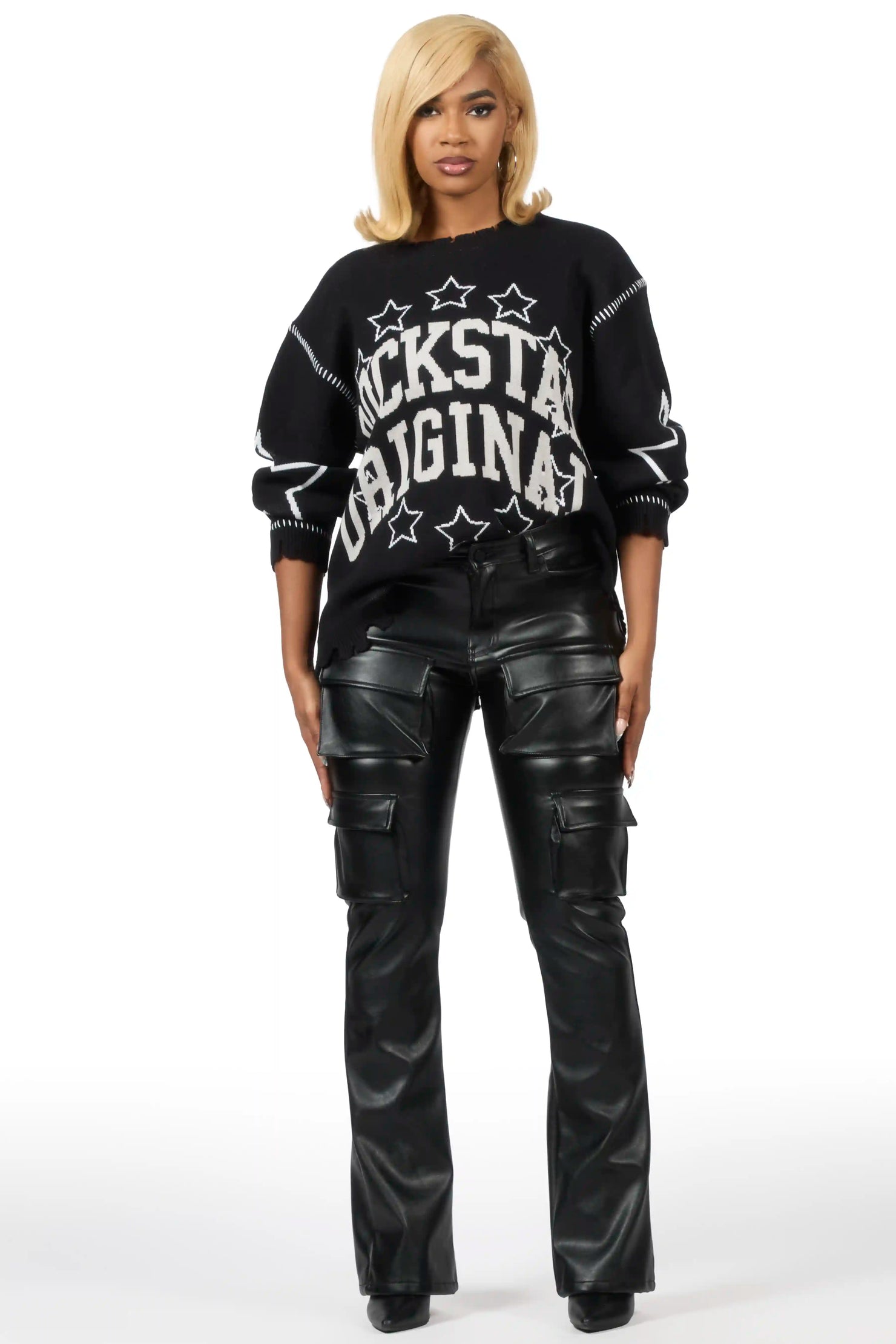JayNia Black Crewneck Sweatshirt