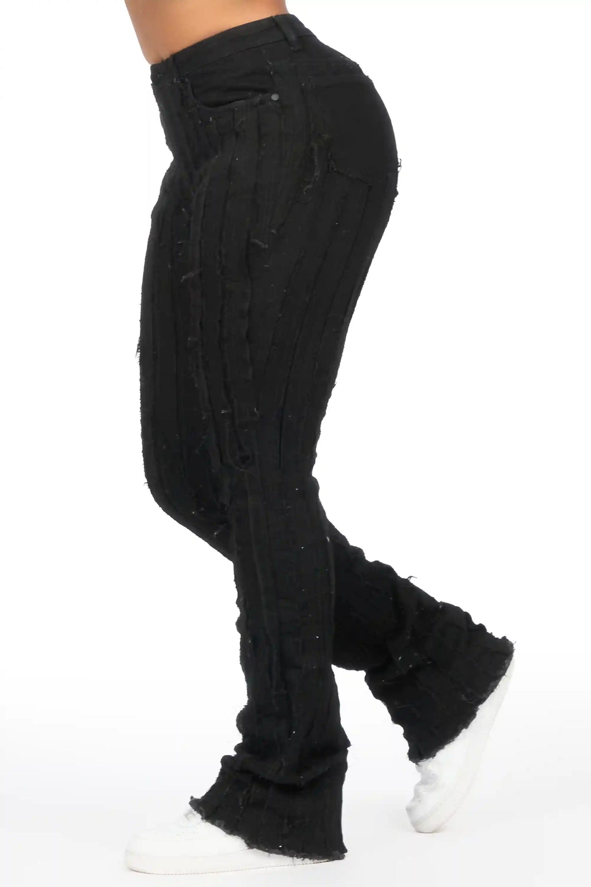 Natalia Black Stacked Flare Jean