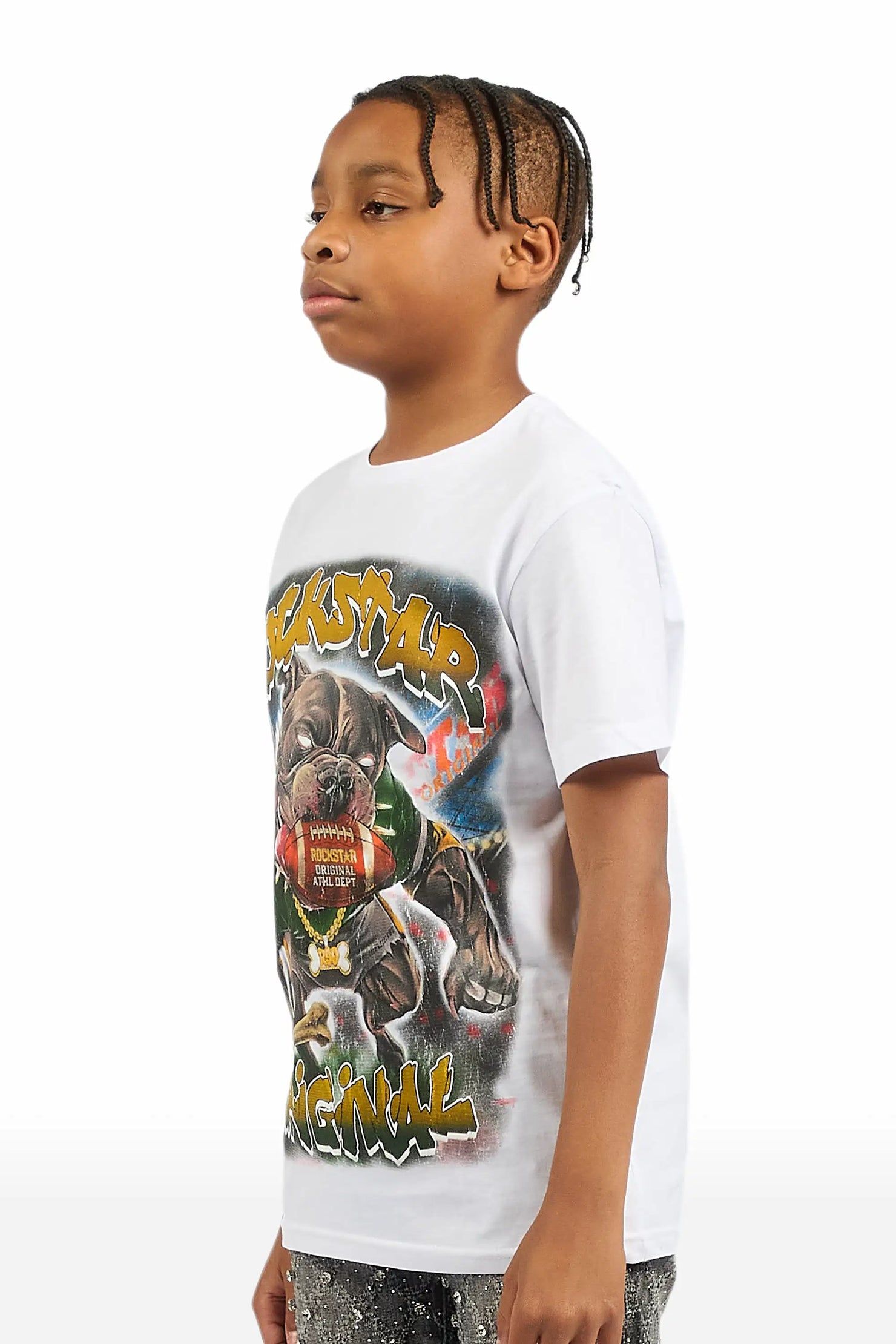 Boys Bragix White Graphic T-Shirt
