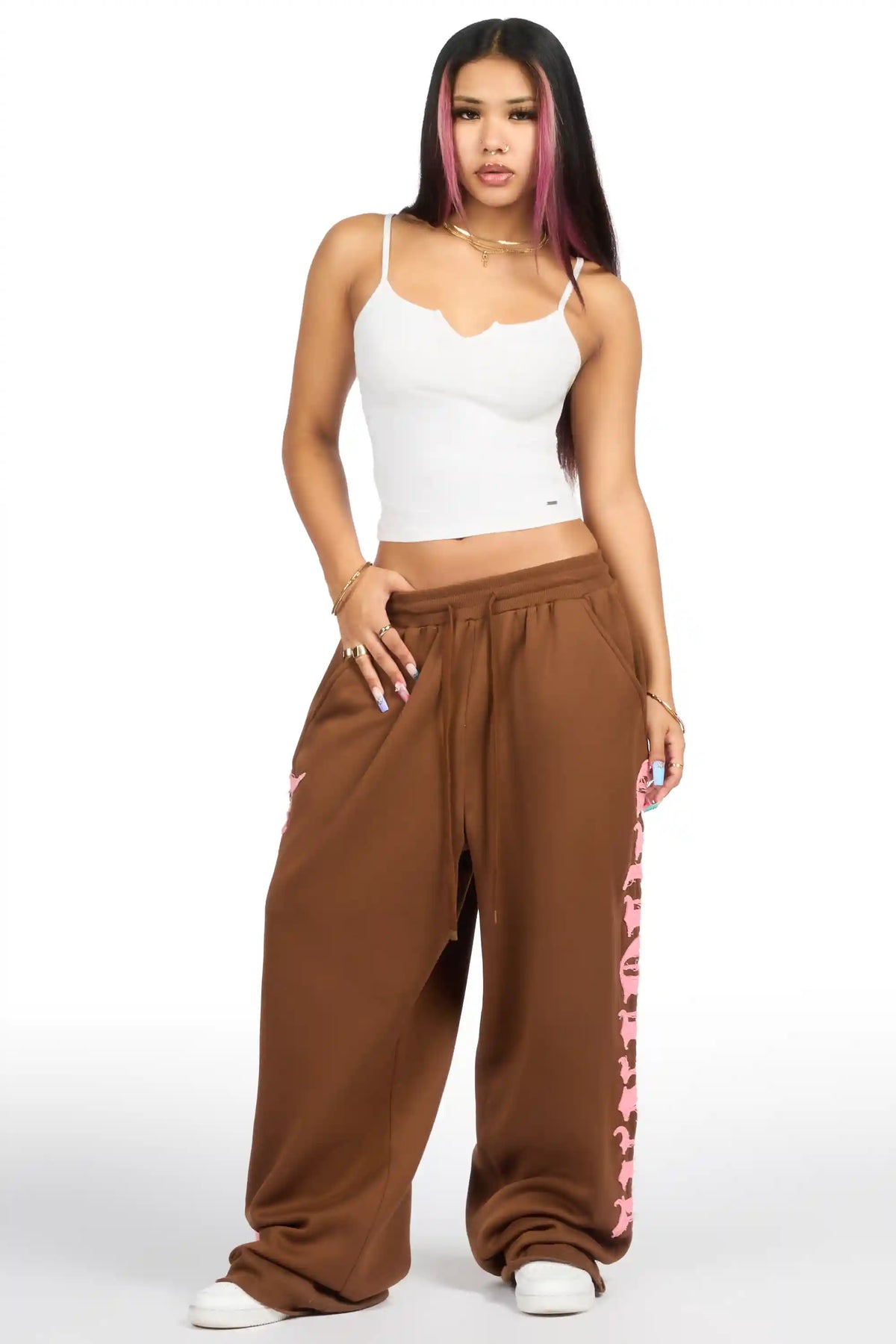Camrona Brown Patched Baggy Track Pant