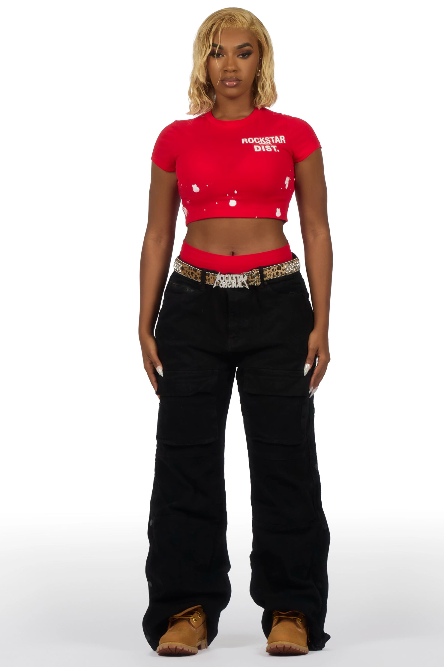 Nadja Red Crop Bike Short Set