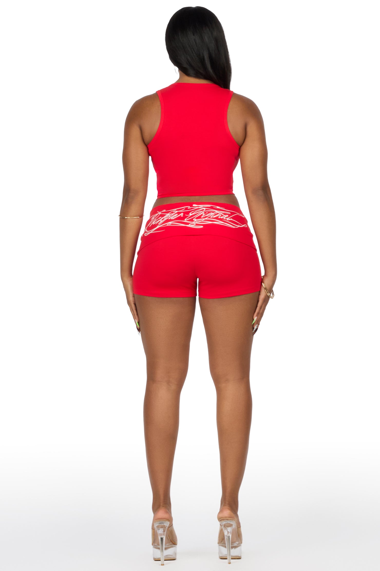 Ashaki Red Tank Foldover Short Set